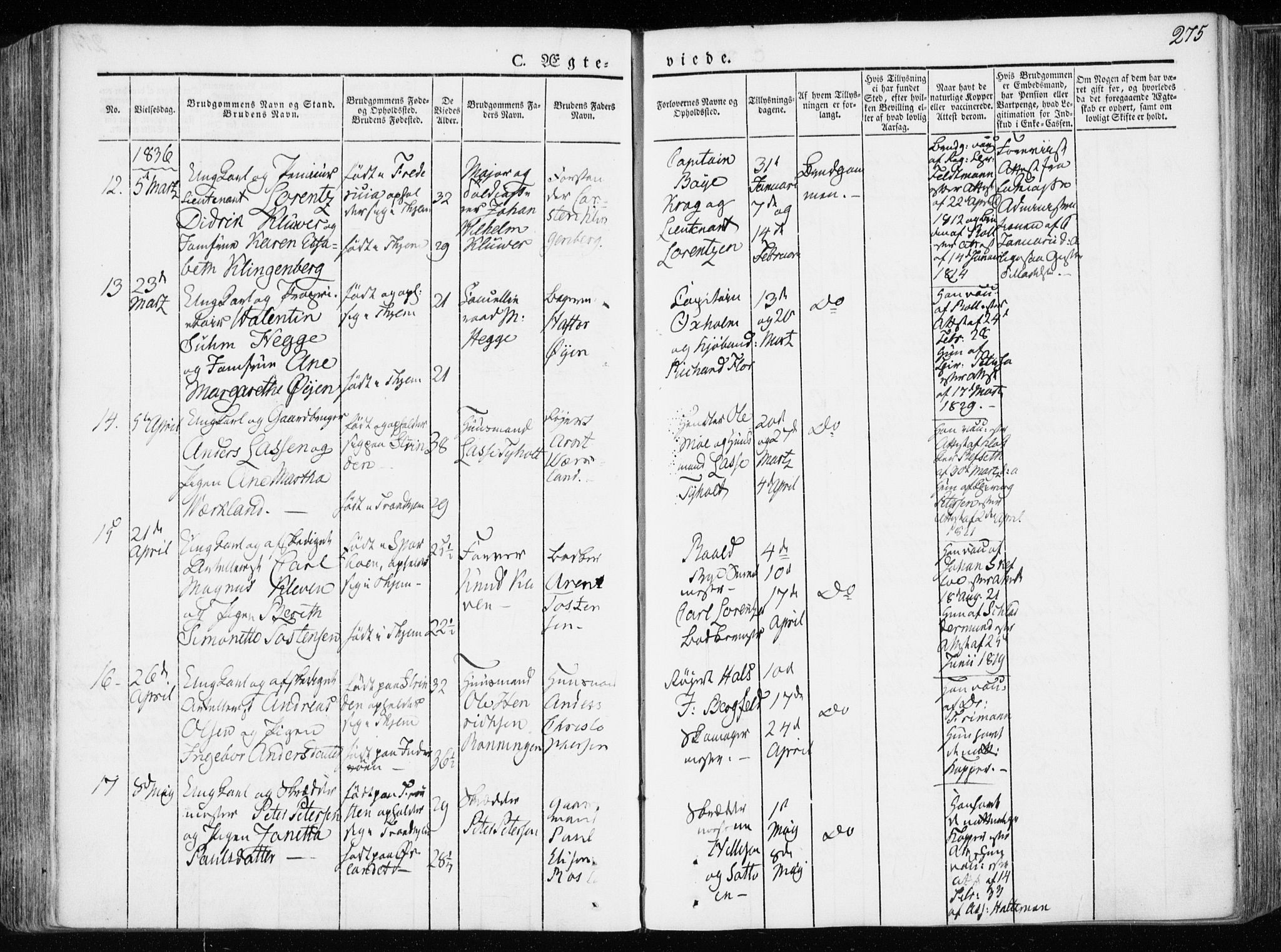 Ministerialprotokoller, klokkerbøker og fødselsregistre - Sør-Trøndelag, AV/SAT-A-1456/601/L0047: Ministerialbok nr. 601A15, 1831-1839, s. 275