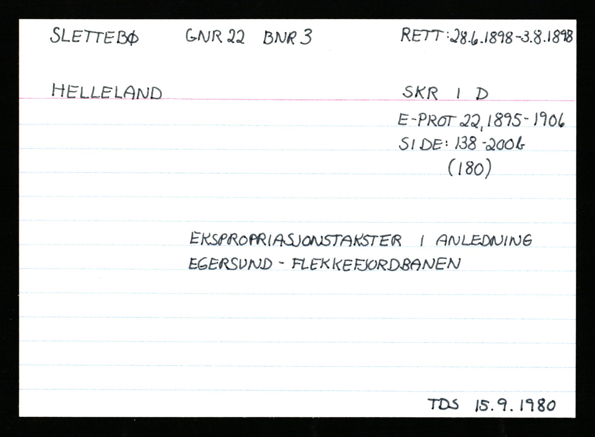 Statsarkivet i Stavanger, AV/SAST-A-101971/03/Y/Ym/L0053: Åstedskort sortert etter gårdsnavn: Skudeneshavn - Solbjør, 1600-1950, s. 337