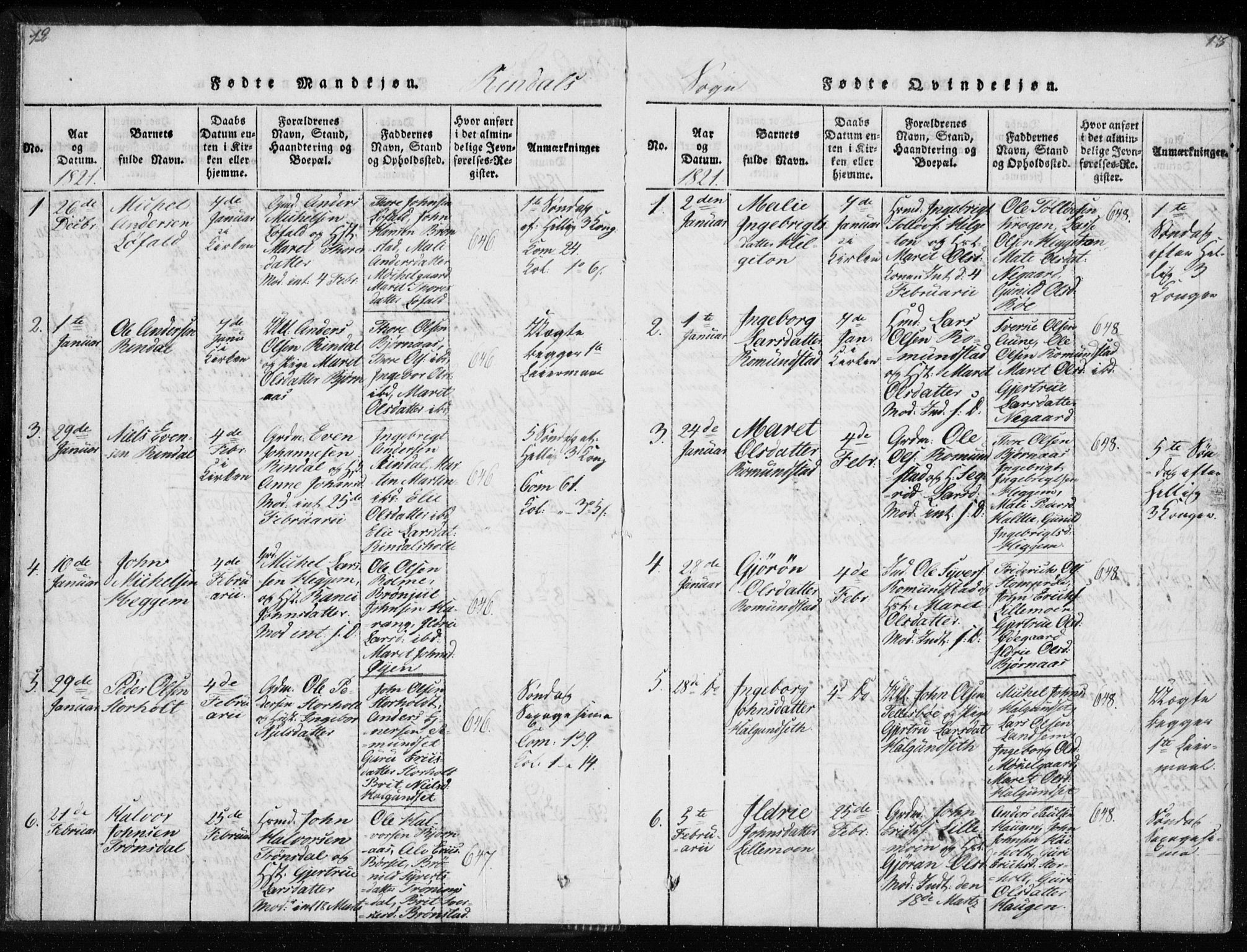 Ministerialprotokoller, klokkerbøker og fødselsregistre - Møre og Romsdal, AV/SAT-A-1454/595/L1041: Ministerialbok nr. 595A03, 1819-1829, s. 12-13