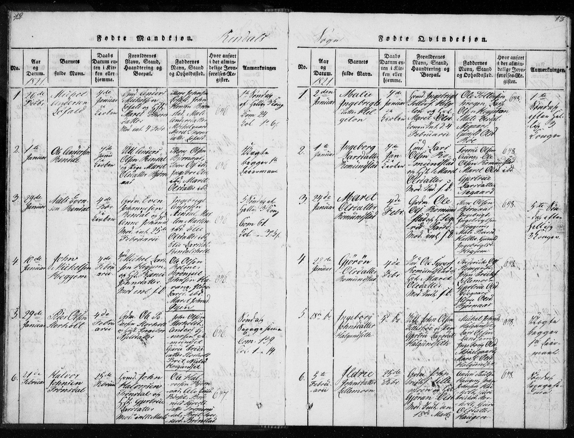 Ministerialprotokoller, klokkerbøker og fødselsregistre - Møre og Romsdal, SAT/A-1454/595/L1041: Ministerialbok nr. 595A03, 1819-1829, s. 12-13