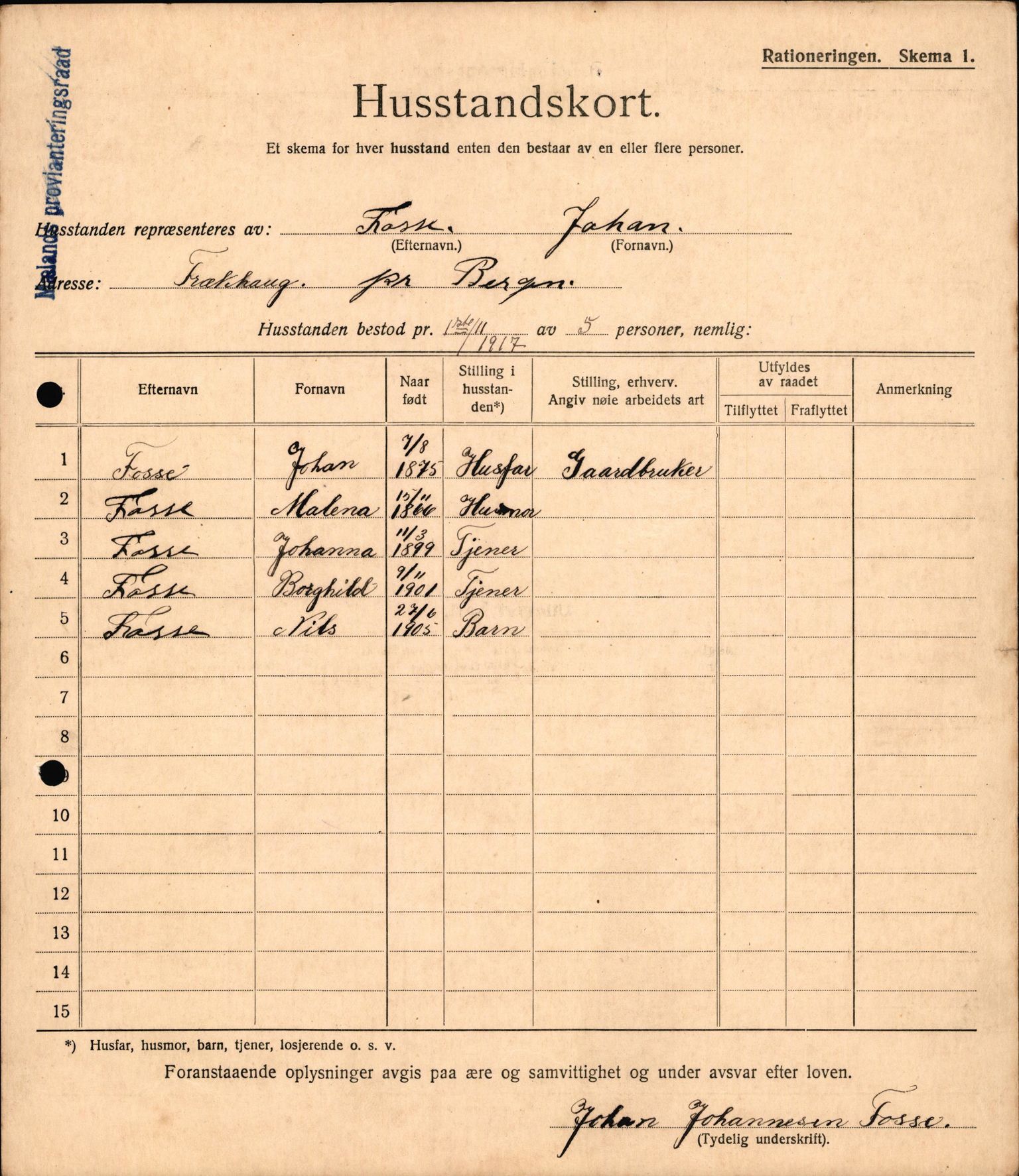 IKAH, Meland kommune, Provianteringsrådet, Husstander per 01.11.1917, 1917-1918, s. 230