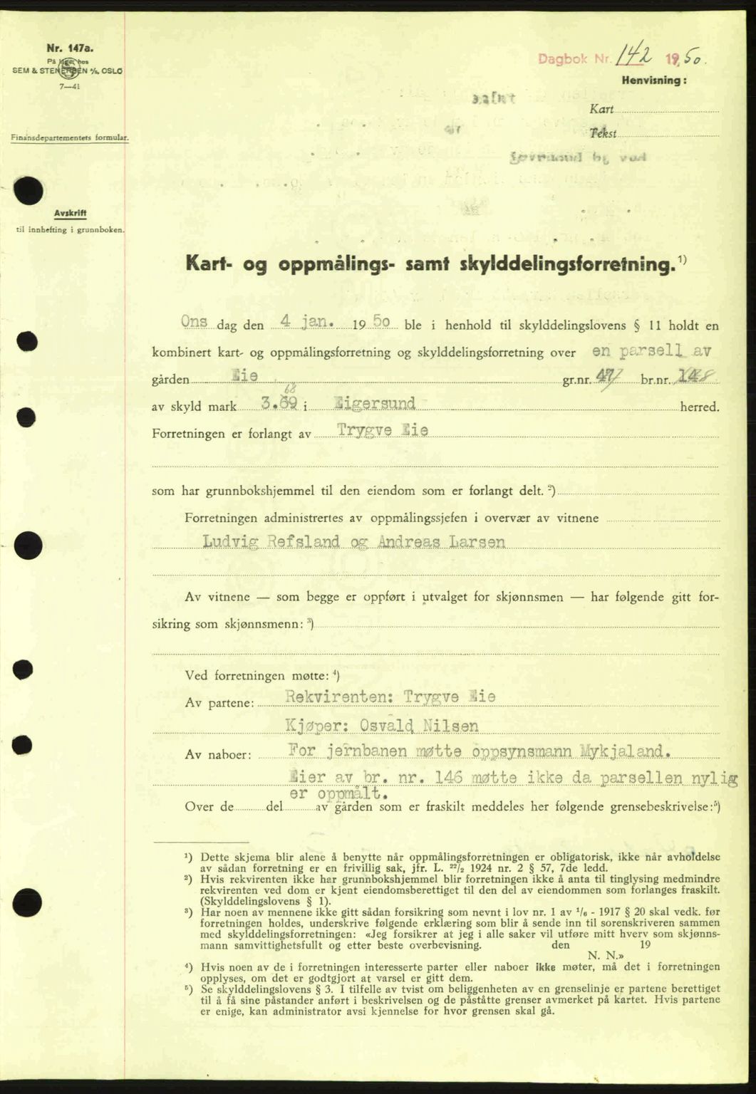 Dalane sorenskriveri, SAST/A-100309/02/G/Gb/L0054: Pantebok nr. A14, 1949-1950, Dagboknr: 142/1950