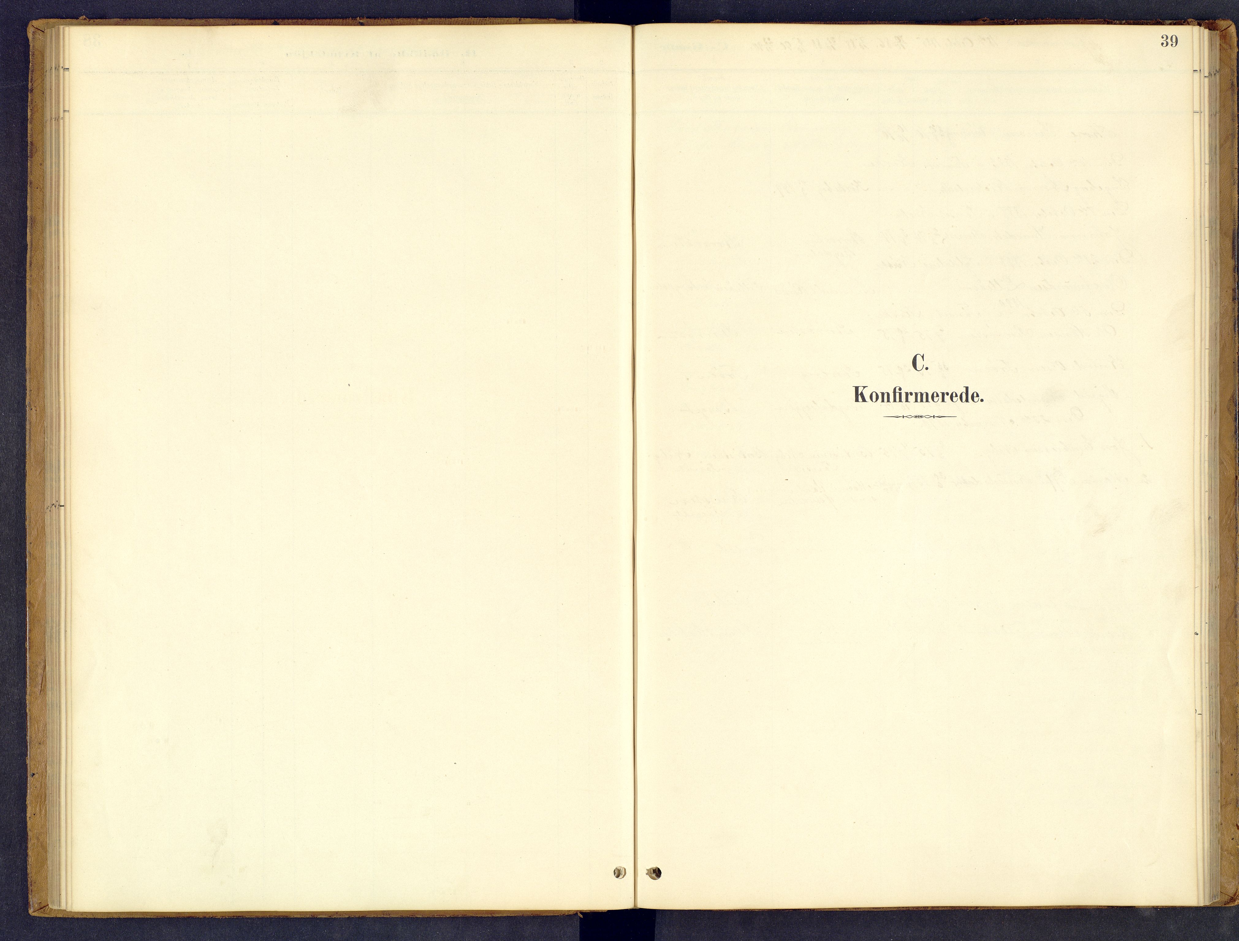 Tynset prestekontor, SAH/PREST-058/H/Ha/Hab/L0008: Klokkerbok nr. 8, 1884-1916, s. 39