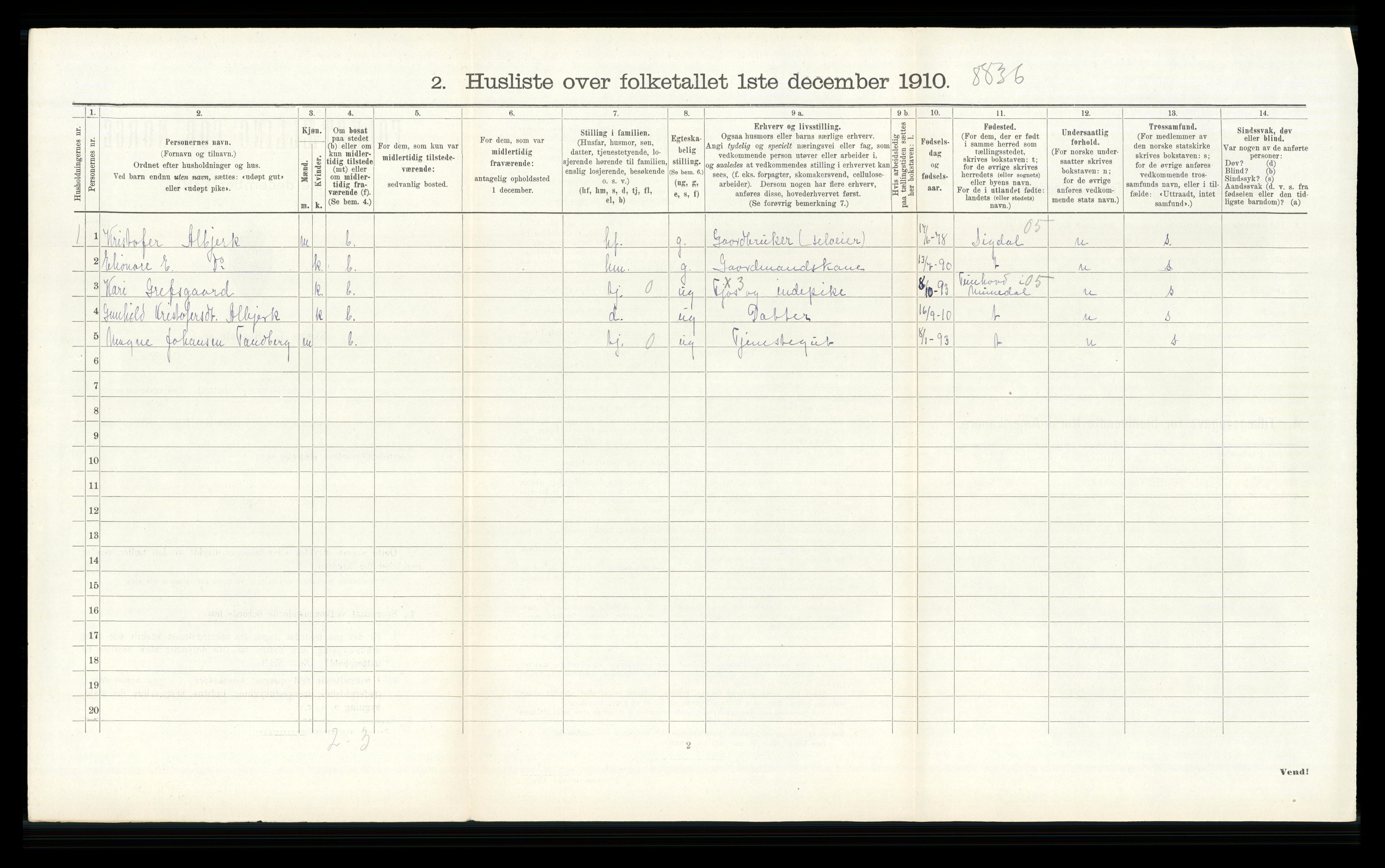 RA, Folketelling 1910 for 0623 Modum herred, 1910, s. 3297