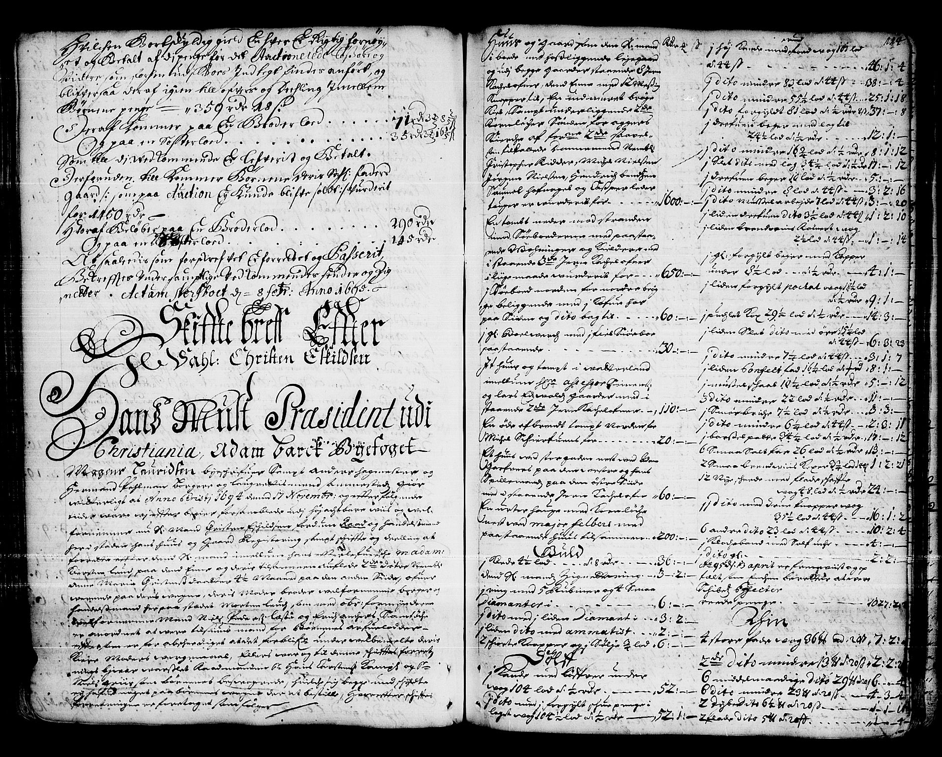 Oslo skifterett, AV/SAO-A-10383/H/Ha/L0001: Skifteprotokoll, 1692-1701, s. 113b-114a