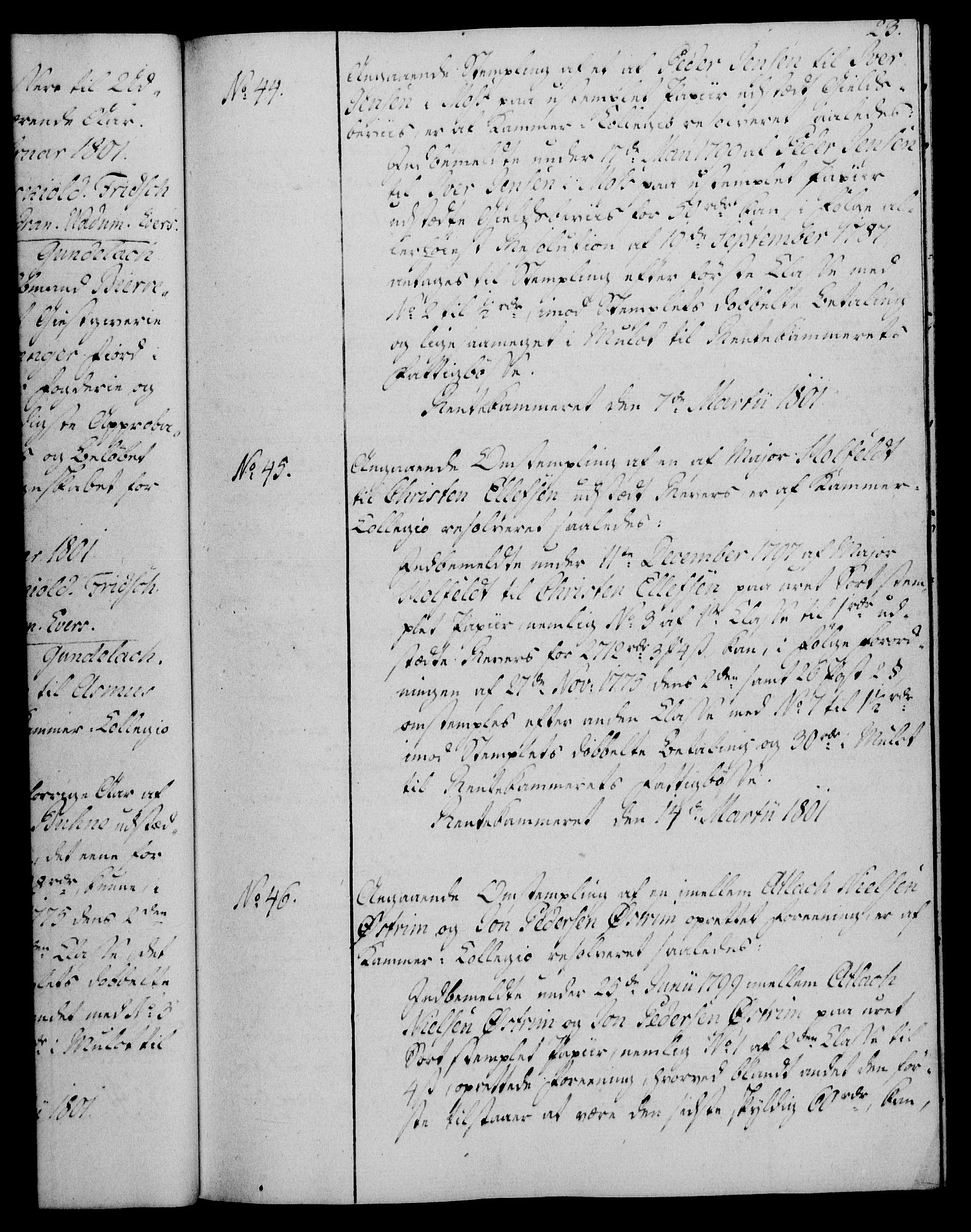 Rentekammeret, Kammerkanselliet, AV/RA-EA-3111/G/Gg/Gga/L0017: Norsk ekspedisjonsprotokoll med register (merket RK 53.17), 1801-1803, s. 23