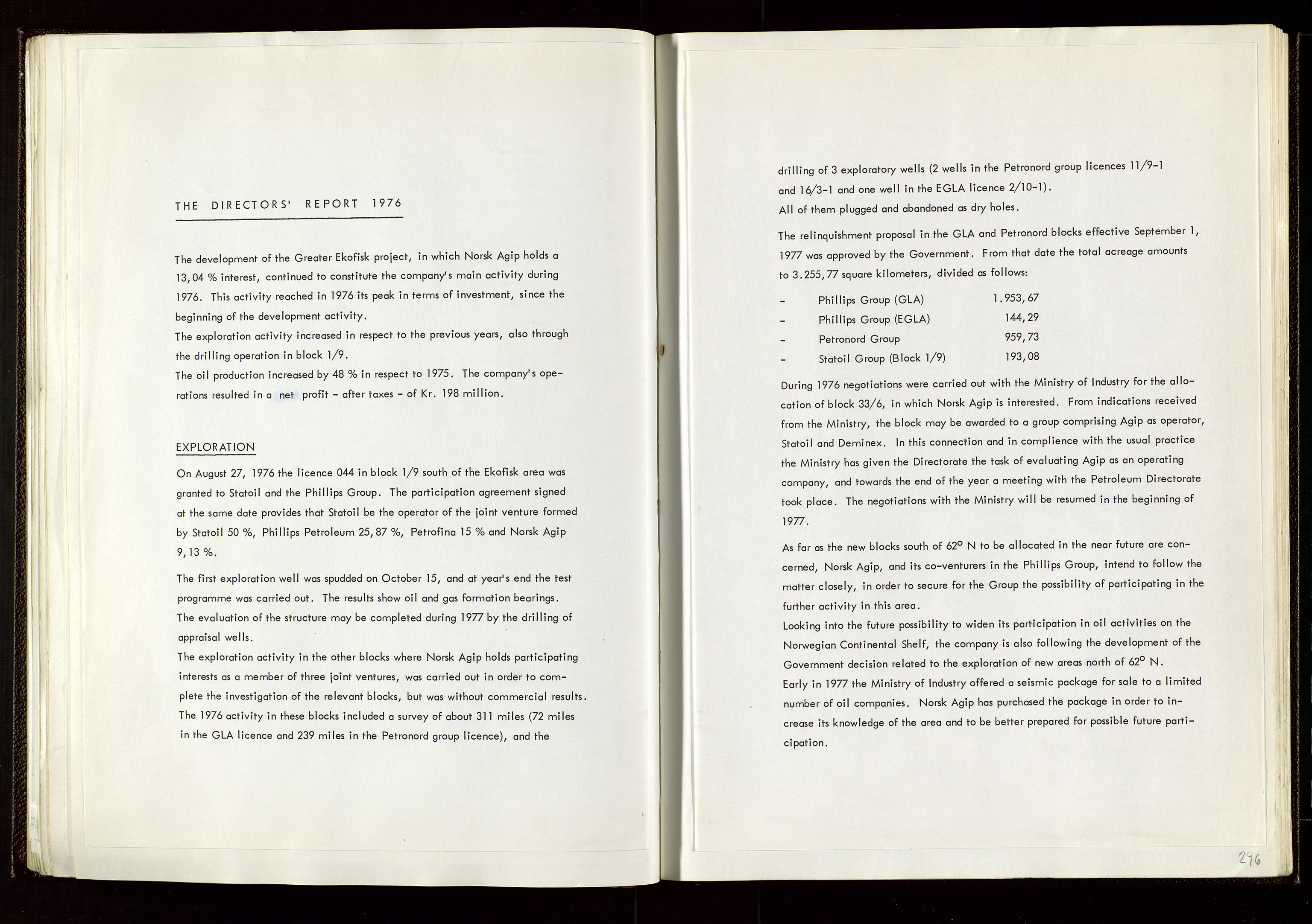 Pa 1583 - Norsk Agip AS, SAST/A-102138/A/Aa/L0002: General assembly and Board of Directors meeting minutes, 1972-1979, s. 295-296