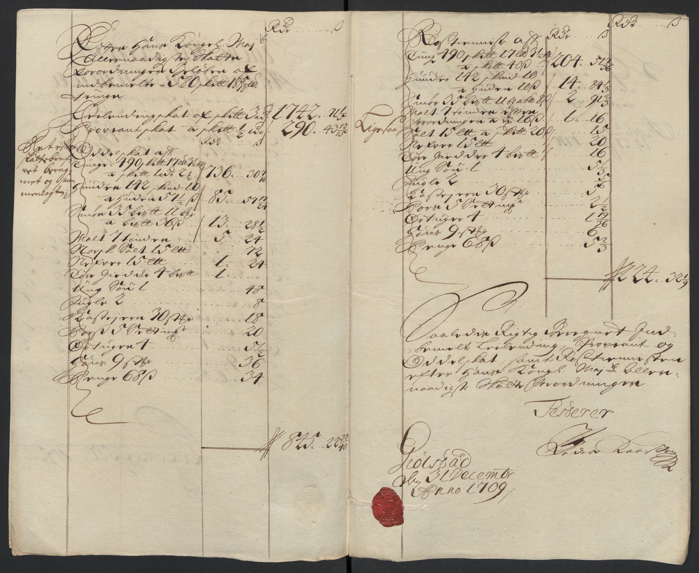 Rentekammeret inntil 1814, Reviderte regnskaper, Fogderegnskap, AV/RA-EA-4092/R07/L0301: Fogderegnskap Rakkestad, Heggen og Frøland, 1709, s. 179