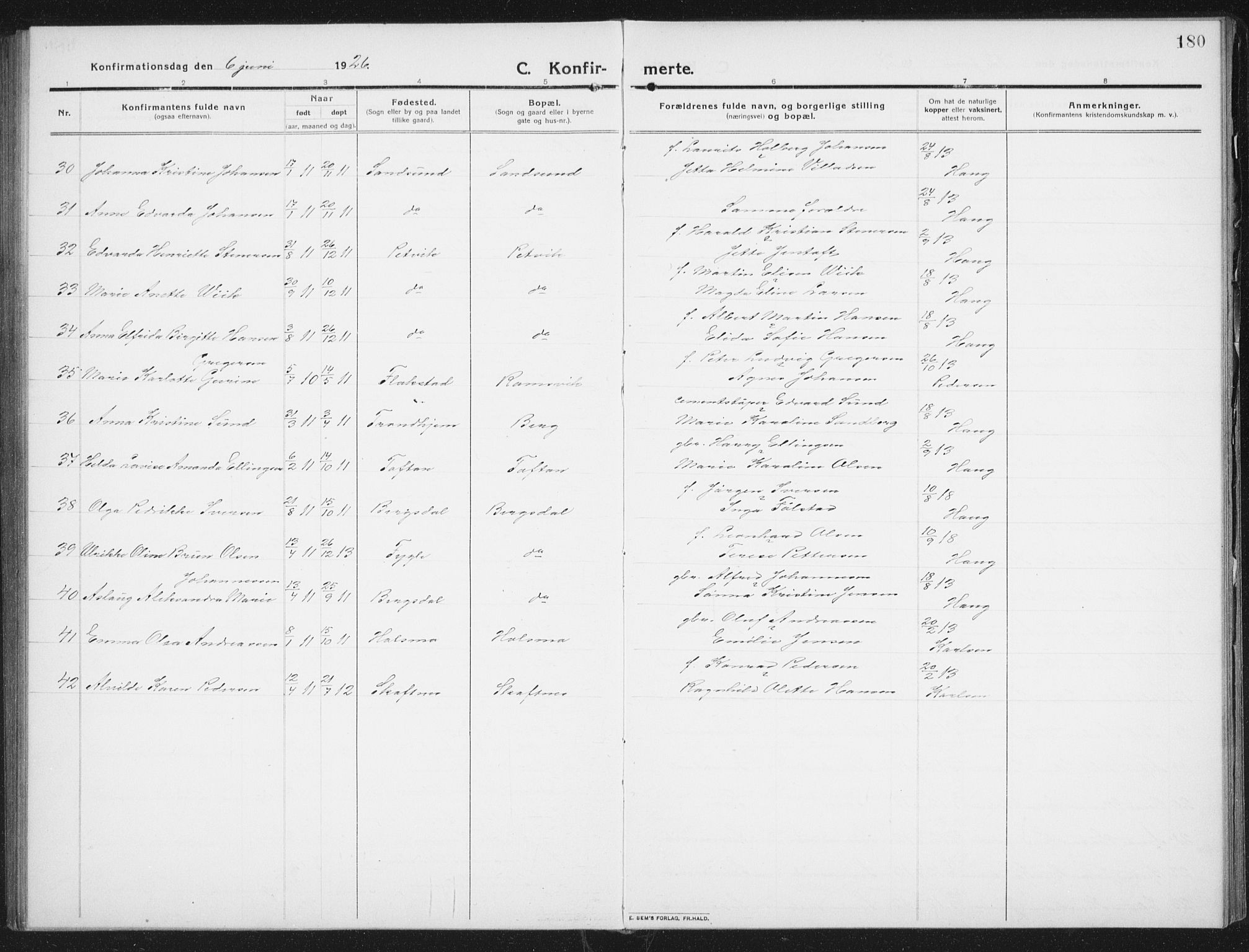 Ministerialprotokoller, klokkerbøker og fødselsregistre - Nordland, SAT/A-1459/882/L1183: Klokkerbok nr. 882C01, 1911-1938, s. 180