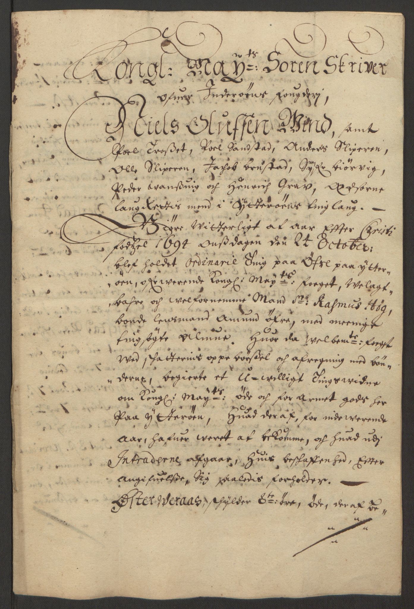 Rentekammeret inntil 1814, Reviderte regnskaper, Fogderegnskap, AV/RA-EA-4092/R63/L4308: Fogderegnskap Inderøy, 1692-1694, s. 620