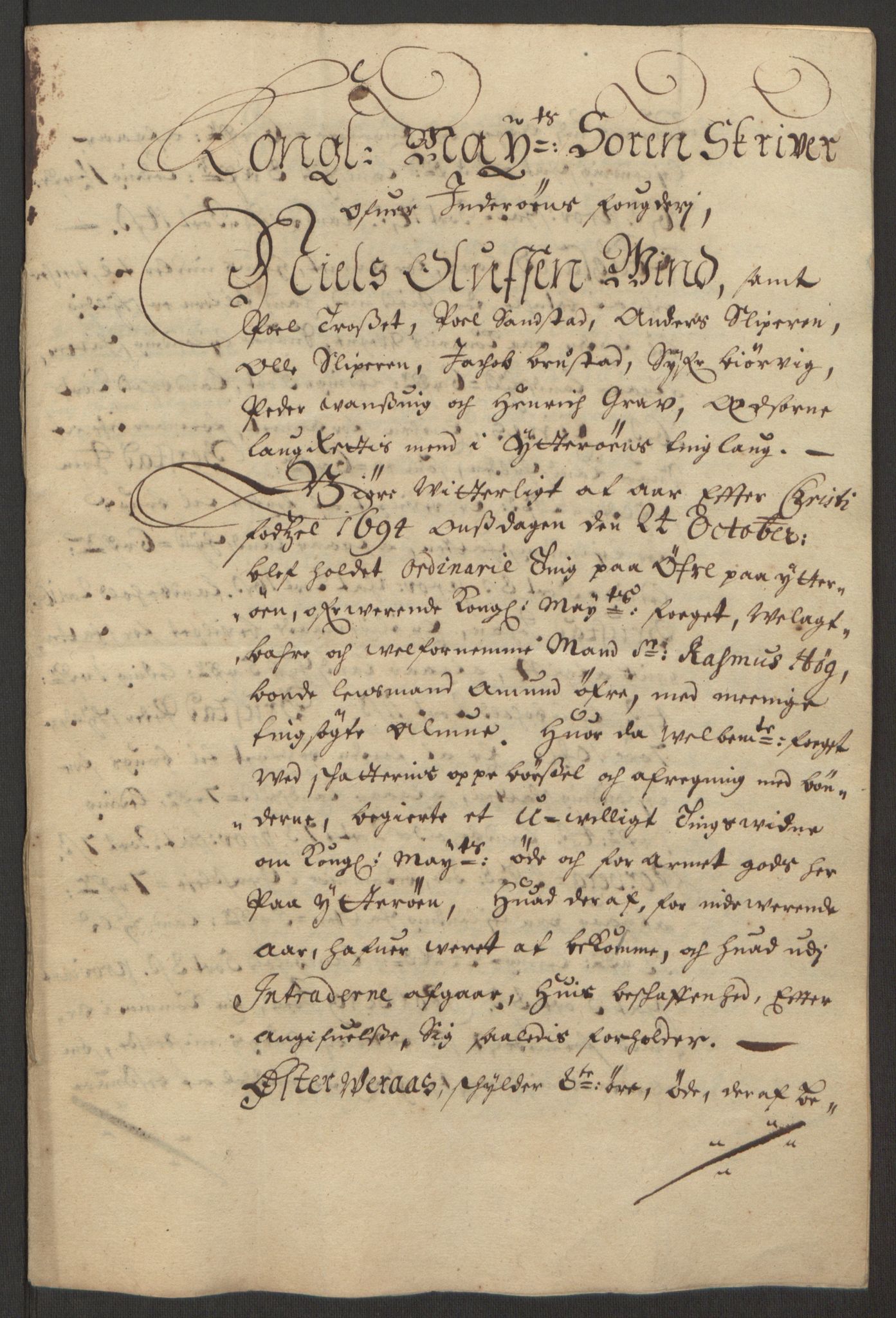 Rentekammeret inntil 1814, Reviderte regnskaper, Fogderegnskap, RA/EA-4092/R63/L4308: Fogderegnskap Inderøy, 1692-1694, s. 620