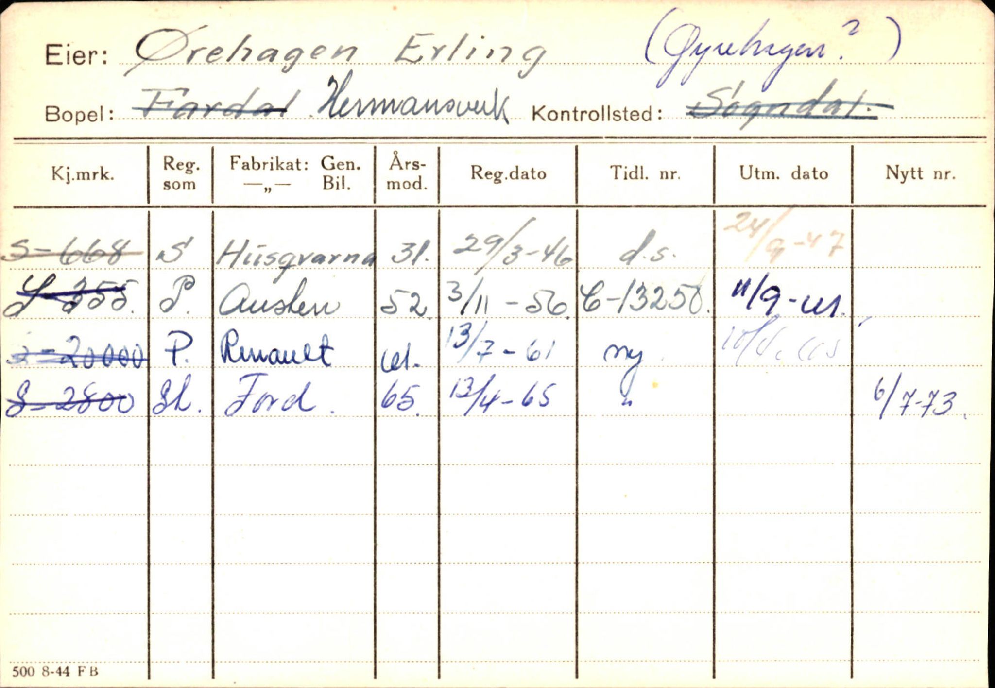 Statens vegvesen, Sogn og Fjordane vegkontor, AV/SAB-A-5301/4/F/L0126: Eigarregister Fjaler M-Å. Leikanger A-Å, 1945-1975, s. 2439