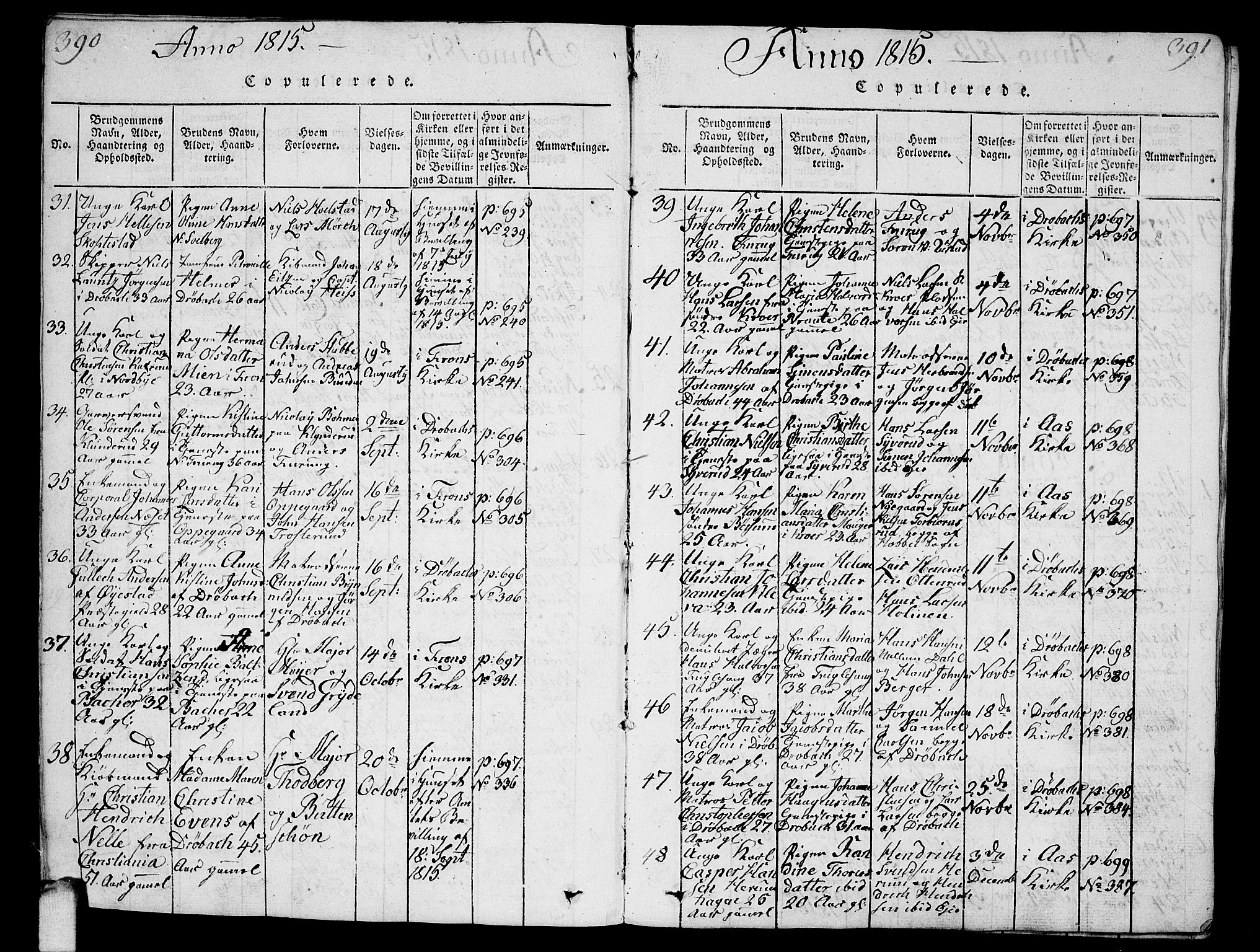 Ås prestekontor Kirkebøker, AV/SAO-A-10894/G/Ga/L0001: Klokkerbok nr. I 1, 1814-1820, s. 390-391