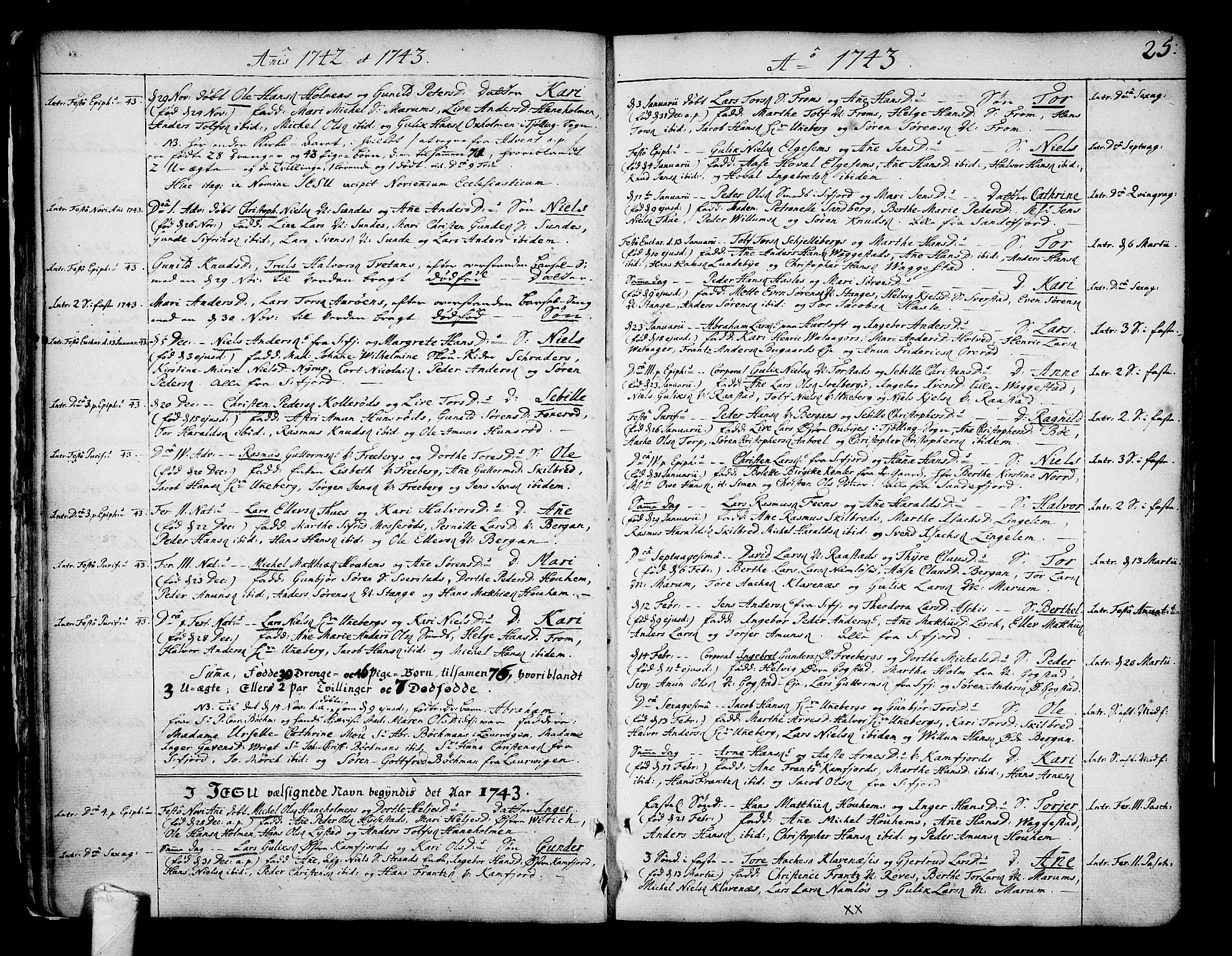 Sandar kirkebøker, AV/SAKO-A-243/F/Fa/L0002: Ministerialbok nr. 2, 1733-1788, s. 25