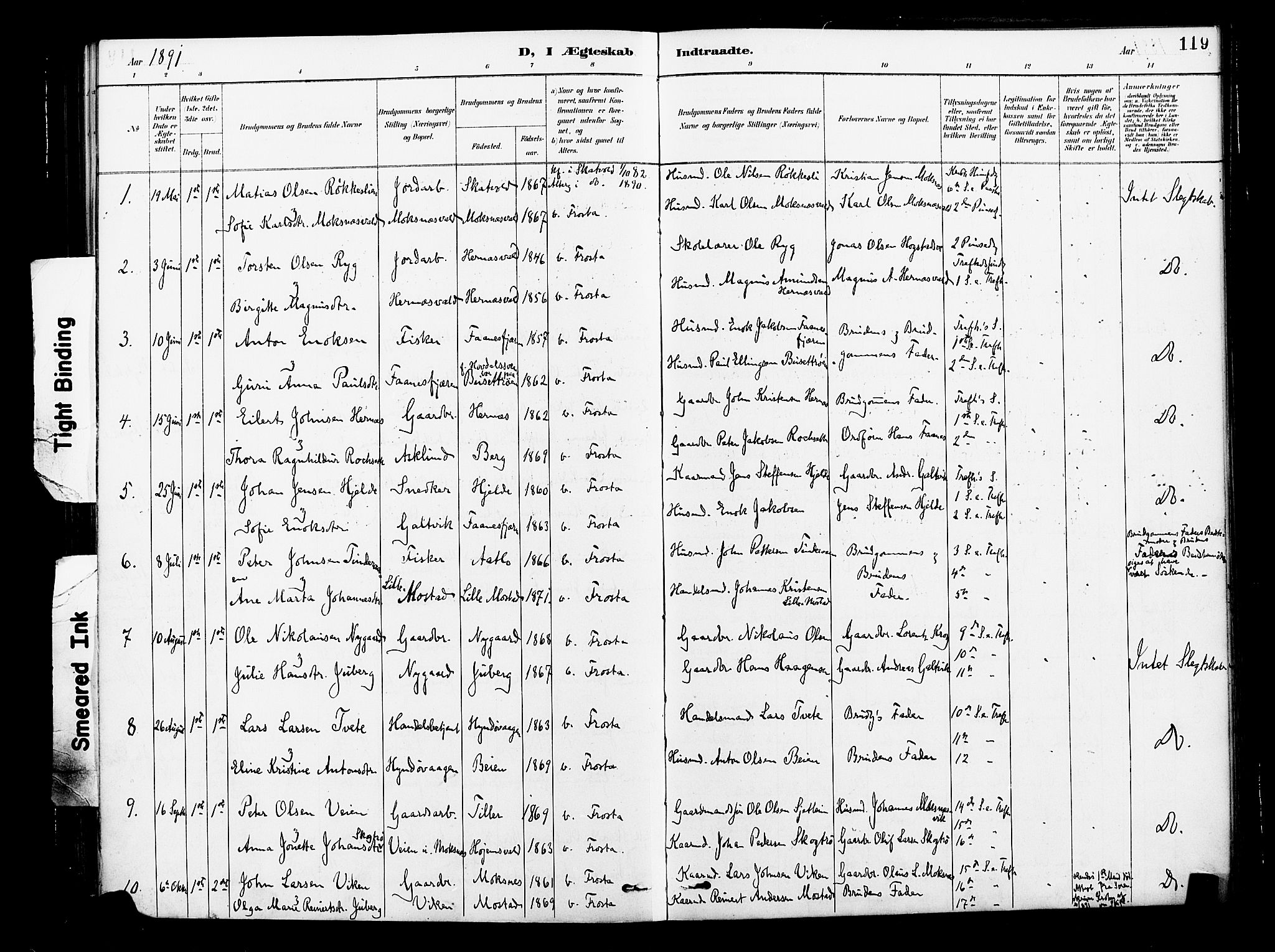 Ministerialprotokoller, klokkerbøker og fødselsregistre - Nord-Trøndelag, AV/SAT-A-1458/713/L0121: Ministerialbok nr. 713A10, 1888-1898, s. 119