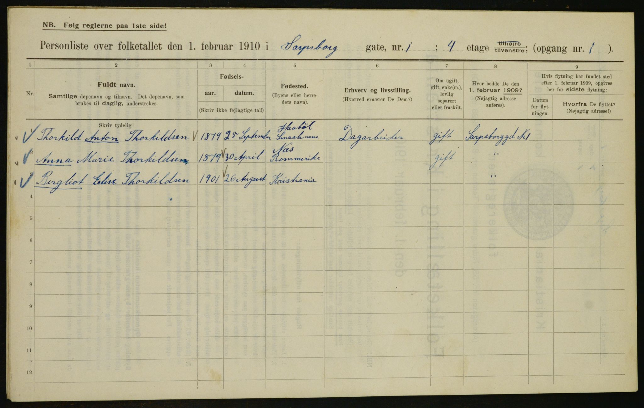 OBA, Kommunal folketelling 1.2.1910 for Kristiania, 1910, s. 85155