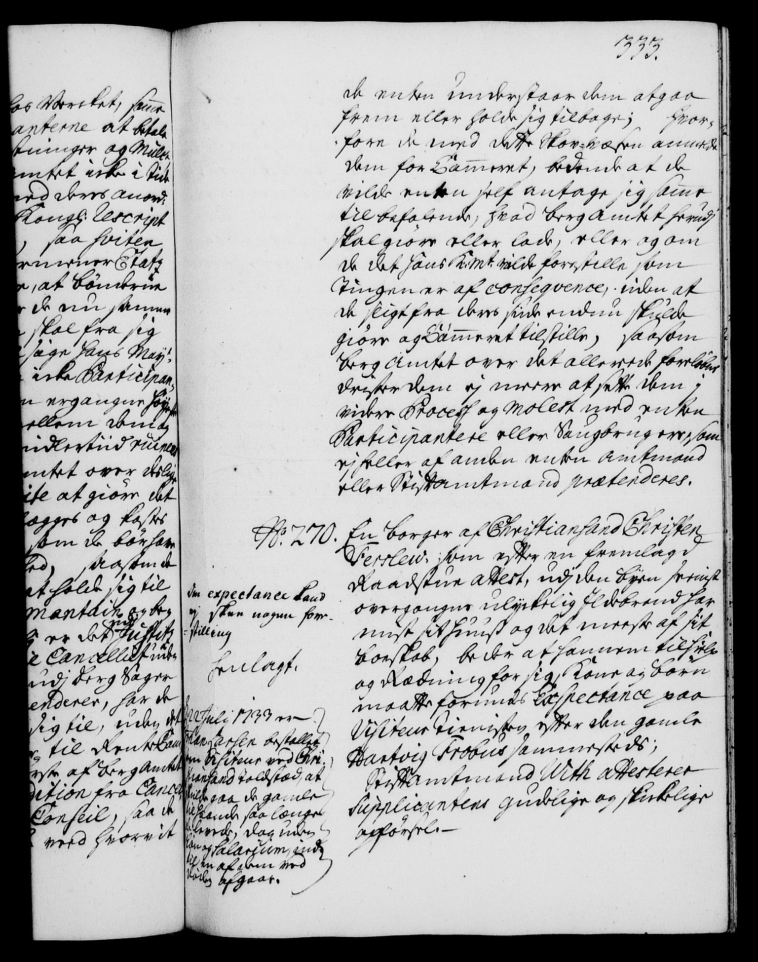 Rentekammeret, Kammerkanselliet, RA/EA-3111/G/Gh/Gha/L0016: Norsk ekstraktmemorialprotokoll (merket RK 53.61), 1734-1735, s. 333