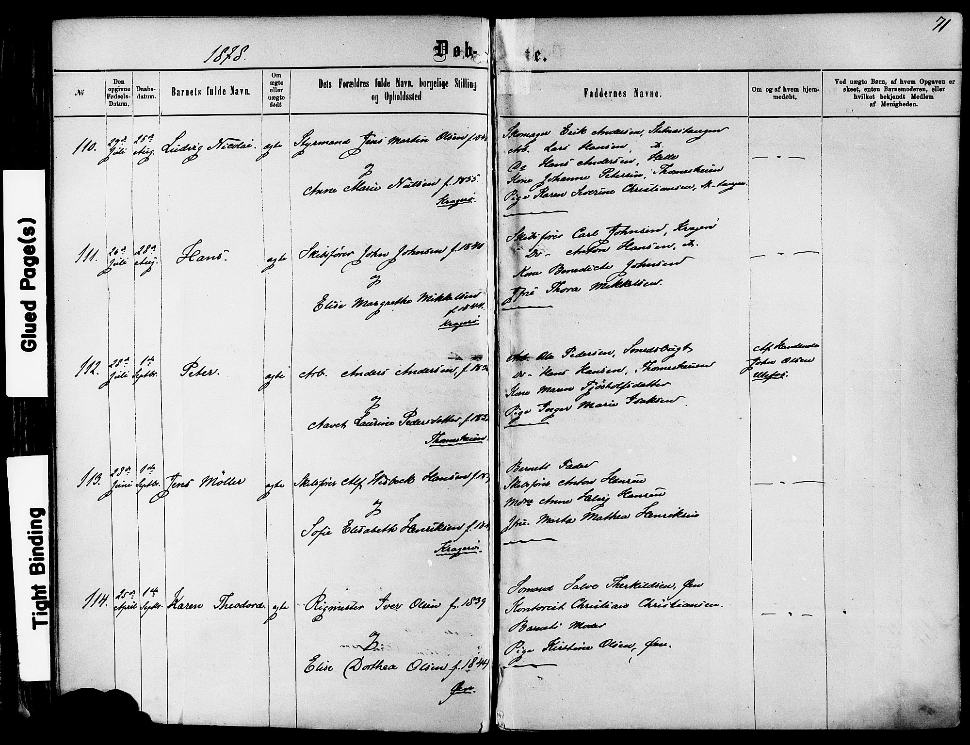 Kragerø kirkebøker, AV/SAKO-A-278/F/Fa/L0011: Ministerialbok nr. 11, 1875-1886, s. 71