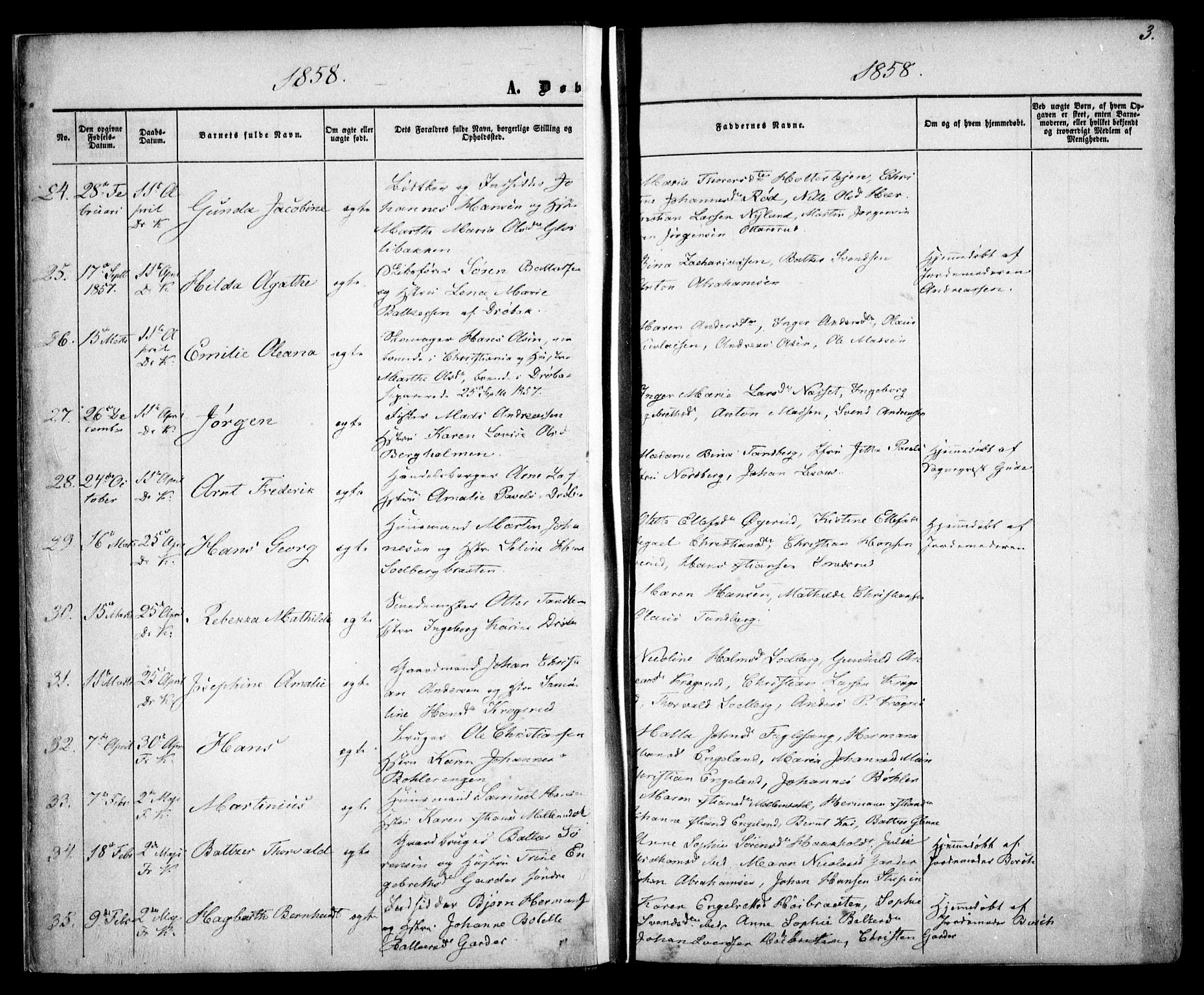 Drøbak prestekontor Kirkebøker, AV/SAO-A-10142a/F/Fa/L0002: Ministerialbok nr. I 2, 1858-1870, s. 3