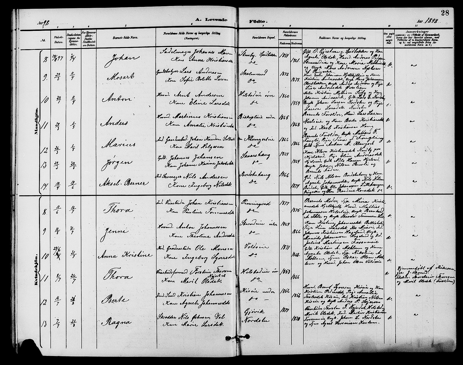 Nes prestekontor, Hedmark, SAH/PREST-020/L/La/L0007: Klokkerbok nr. 7, 1892-1912, s. 28