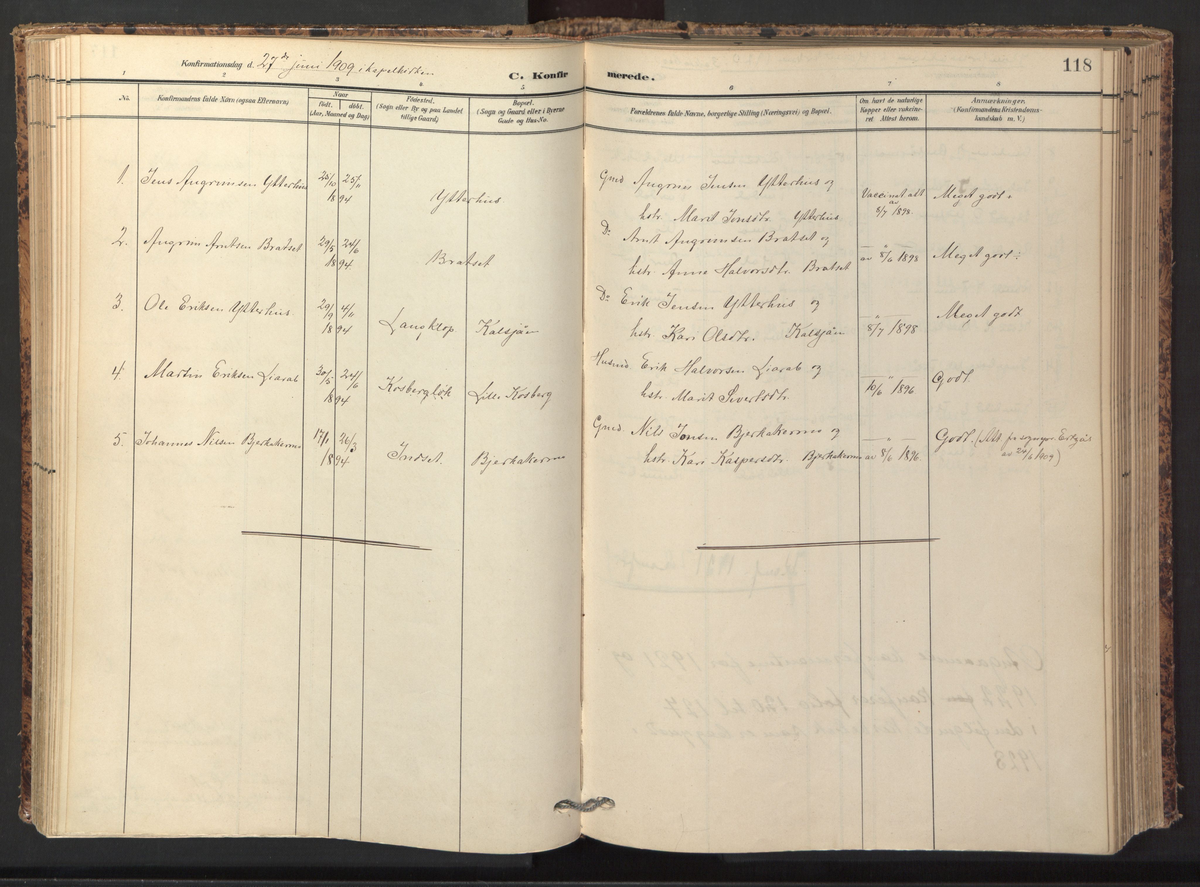 Ministerialprotokoller, klokkerbøker og fødselsregistre - Sør-Trøndelag, AV/SAT-A-1456/674/L0873: Ministerialbok nr. 674A05, 1908-1923, s. 118
