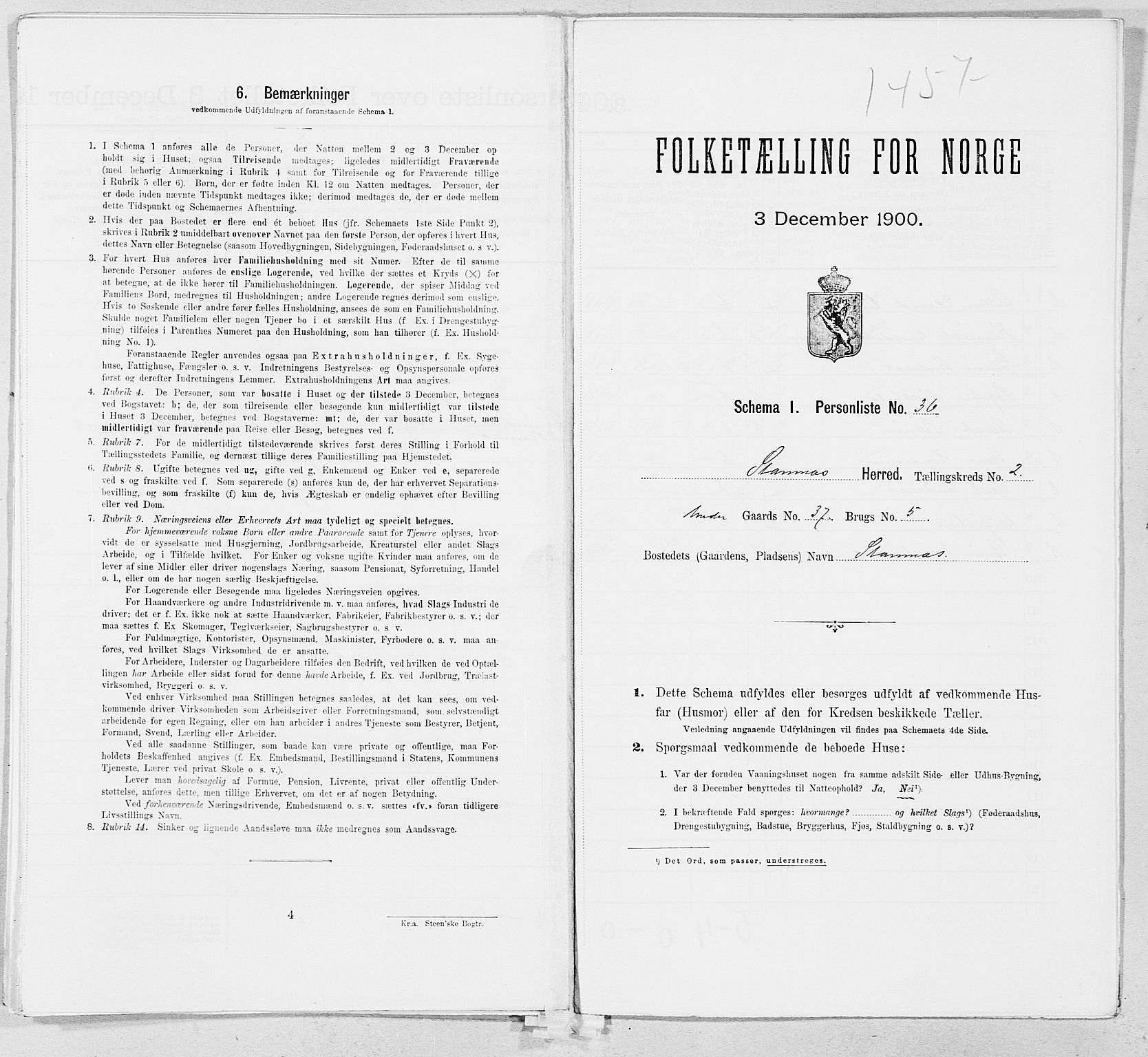 SAT, Folketelling 1900 for 1821 Stamnes herred, 1900, s. 279