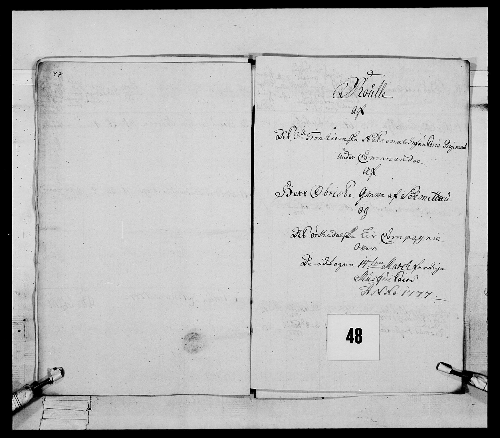 Generalitets- og kommissariatskollegiet, Det kongelige norske kommissariatskollegium, AV/RA-EA-5420/E/Eh/L0086: 3. Trondheimske nasjonale infanteriregiment, 1776-1779, s. 193