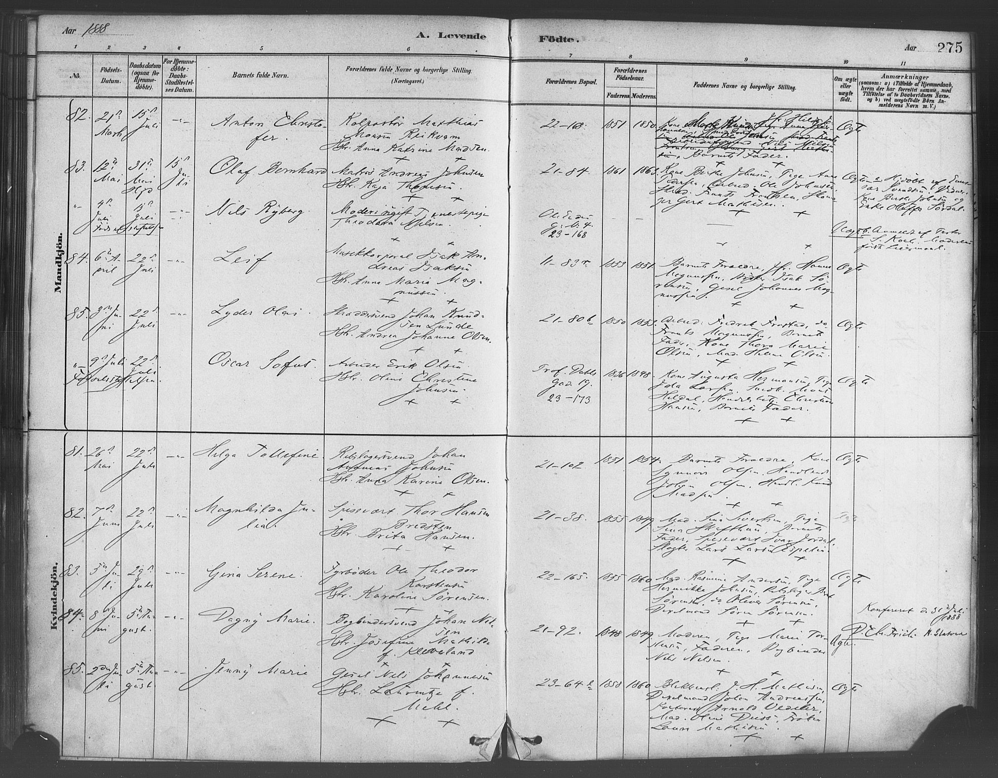 Korskirken sokneprestembete, SAB/A-76101/H/Haa/L0021: Ministerialbok nr. B 7, 1878-1889, s. 275