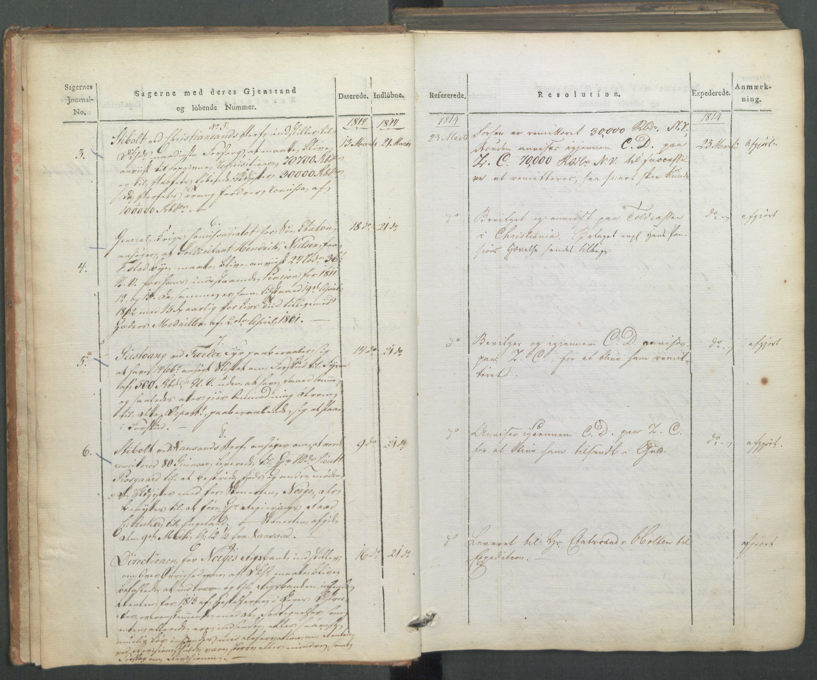 Departementene i 1814, RA/S-3899/Fa/L0008: 1. byrå - Journal B, 1814, s. 4