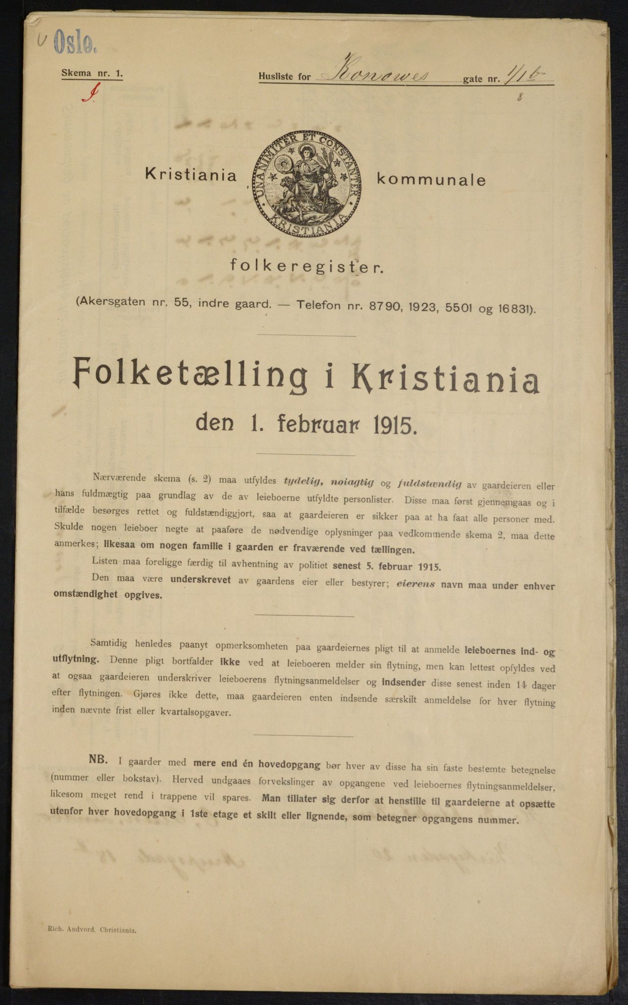 OBA, Kommunal folketelling 1.2.1915 for Kristiania, 1915, s. 52514