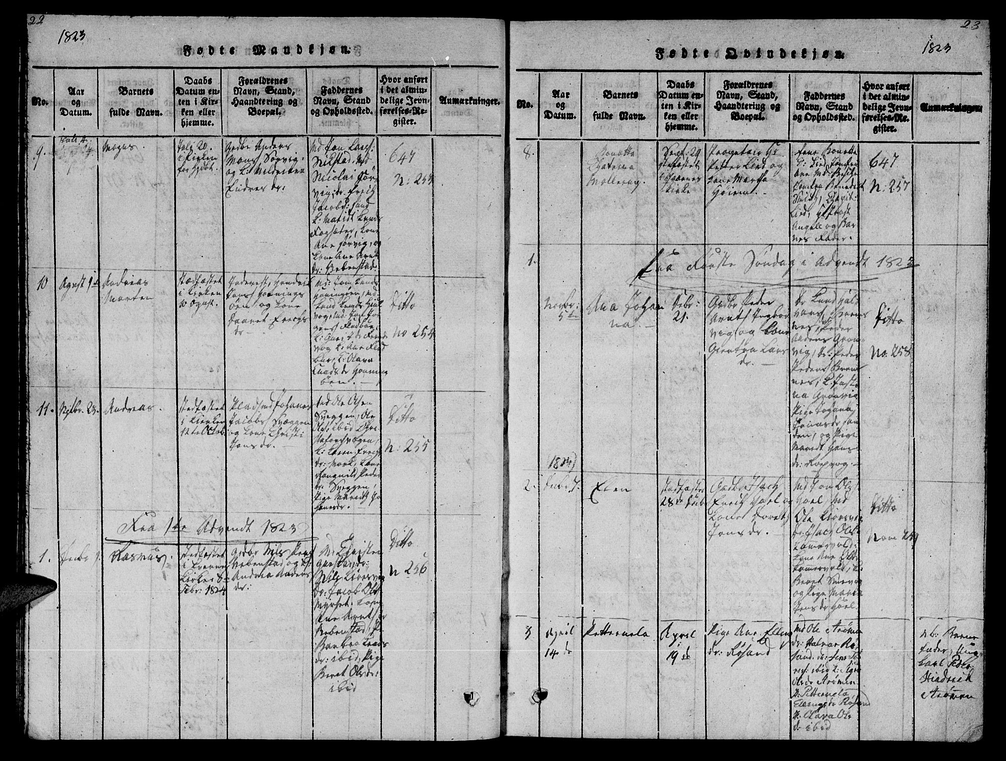 Ministerialprotokoller, klokkerbøker og fødselsregistre - Møre og Romsdal, SAT/A-1454/569/L0818: Ministerialbok nr. 569A04, 1820-1828, s. 22-23