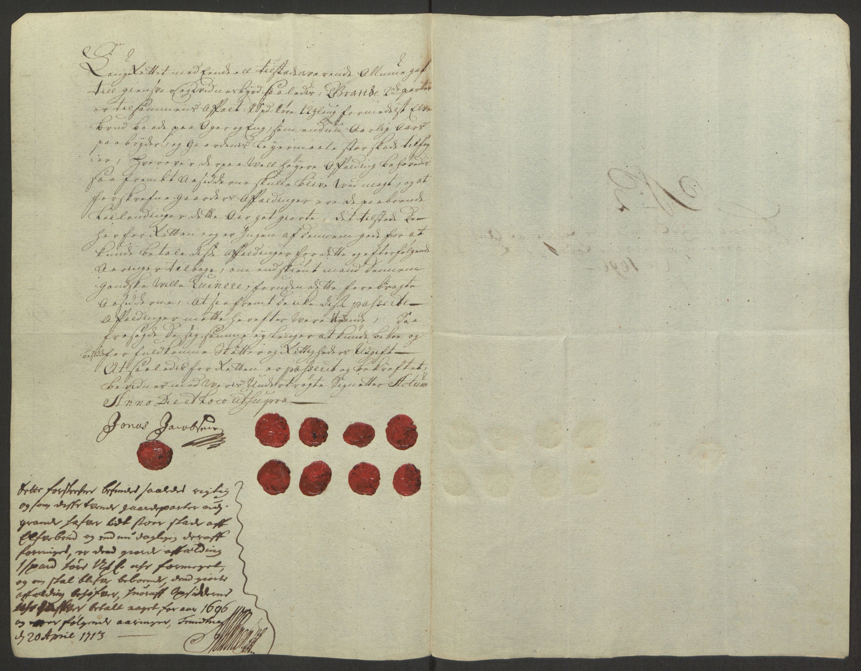 Rentekammeret inntil 1814, Reviderte regnskaper, Fogderegnskap, AV/RA-EA-4092/R63/L4309: Fogderegnskap Inderøy, 1695-1697, s. 373