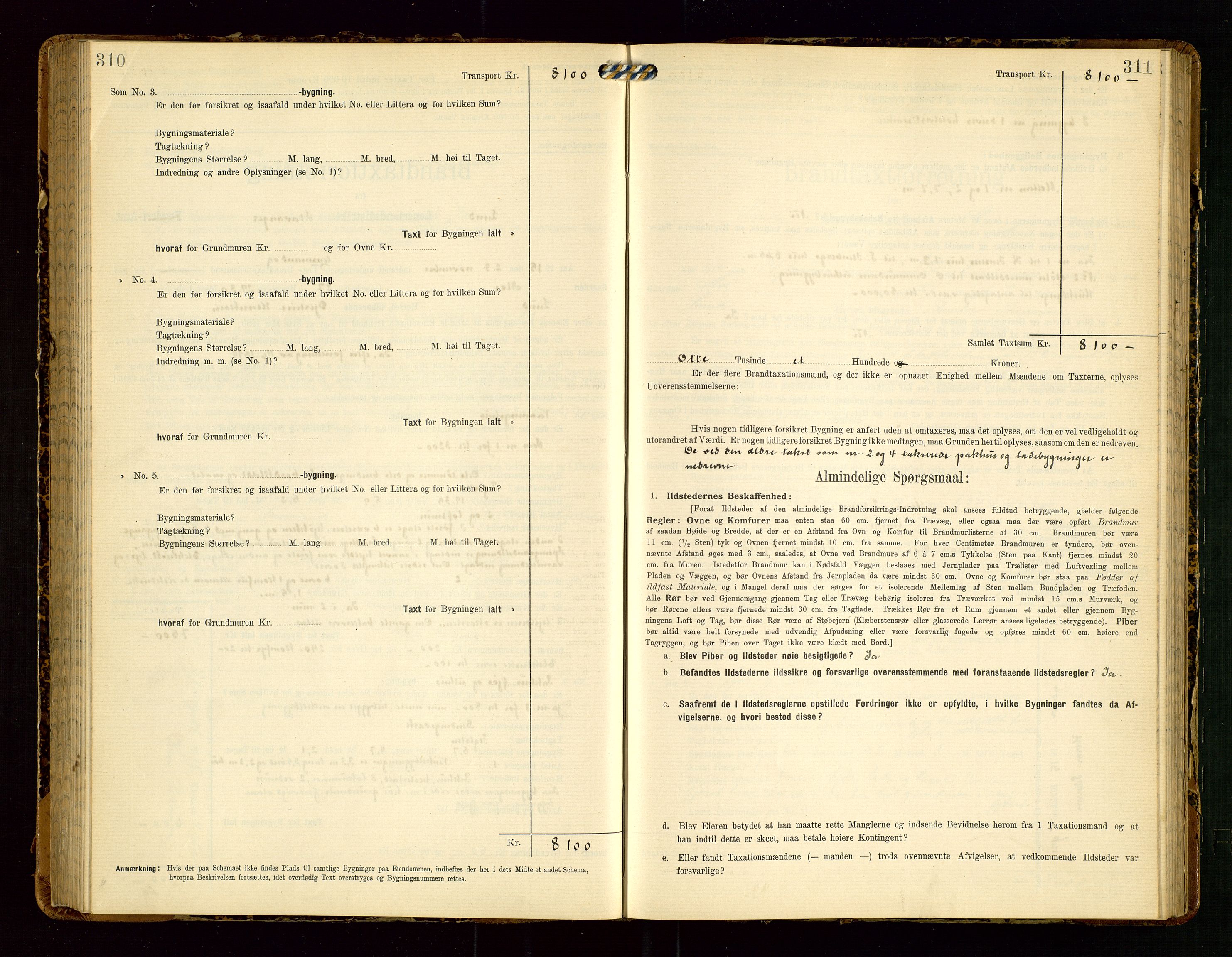 Lund lensmannskontor, AV/SAST-A-100303/Gob/L0002: "Brandtakstprotokol", 1908-1918, s. 310-311