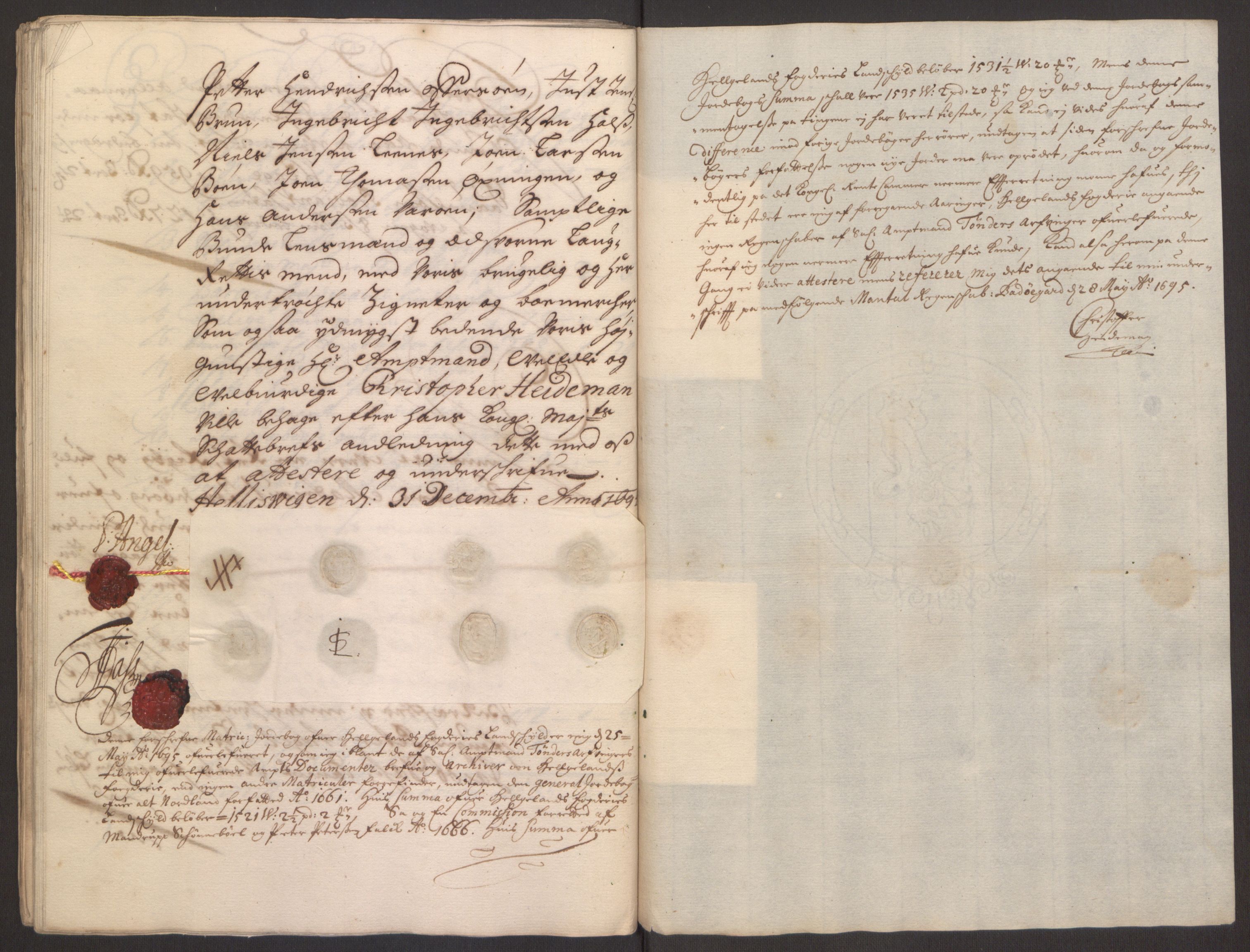 Rentekammeret inntil 1814, Reviderte regnskaper, Fogderegnskap, RA/EA-4092/R65/L4505: Fogderegnskap Helgeland, 1693-1696, s. 227