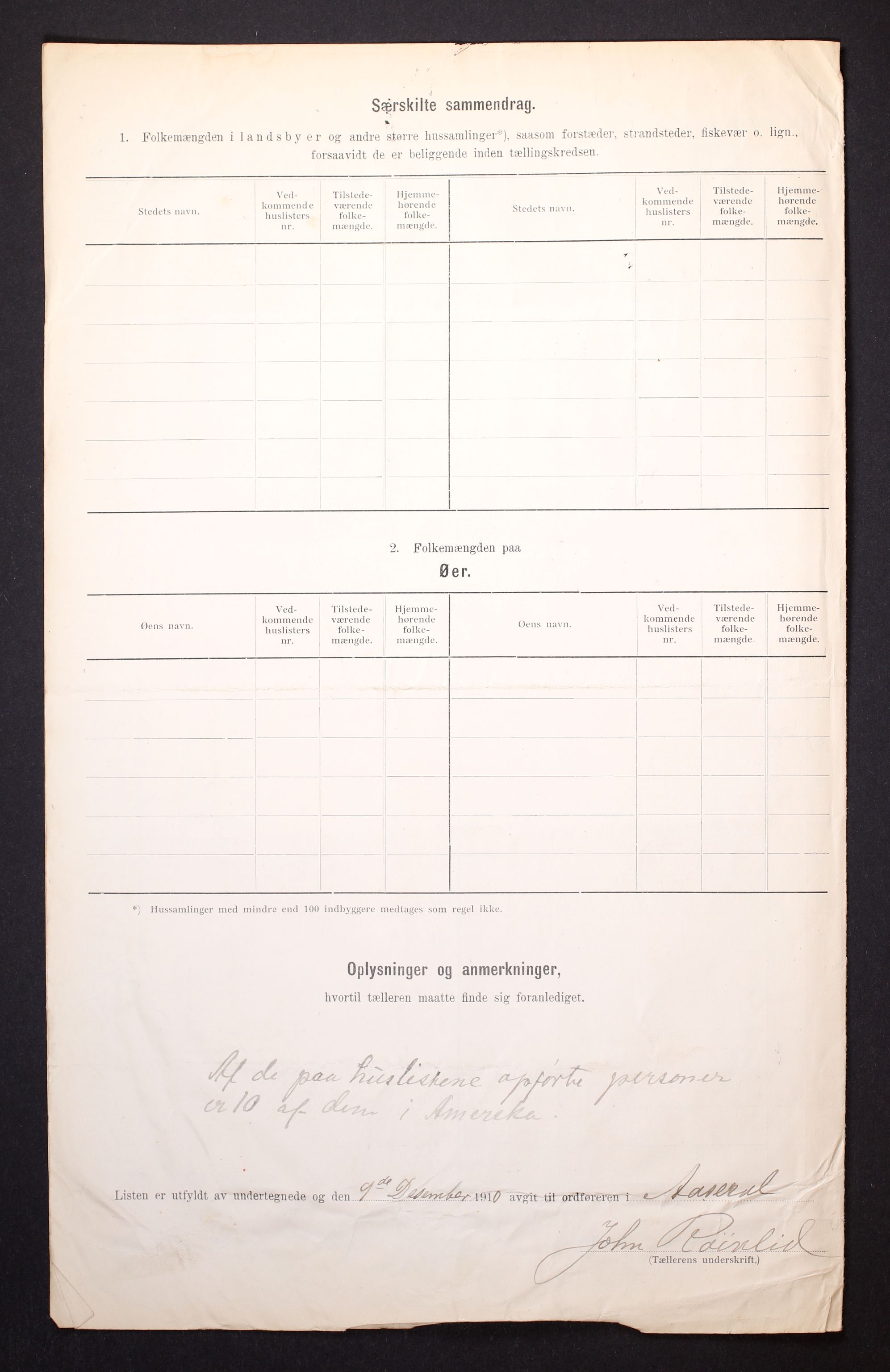 RA, Folketelling 1910 for 1026 Åseral herred, 1910, s. 6