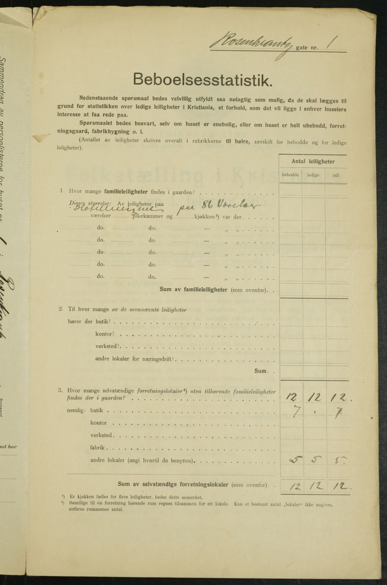 OBA, Kommunal folketelling 1.2.1915 for Kristiania, 1915, s. 83497