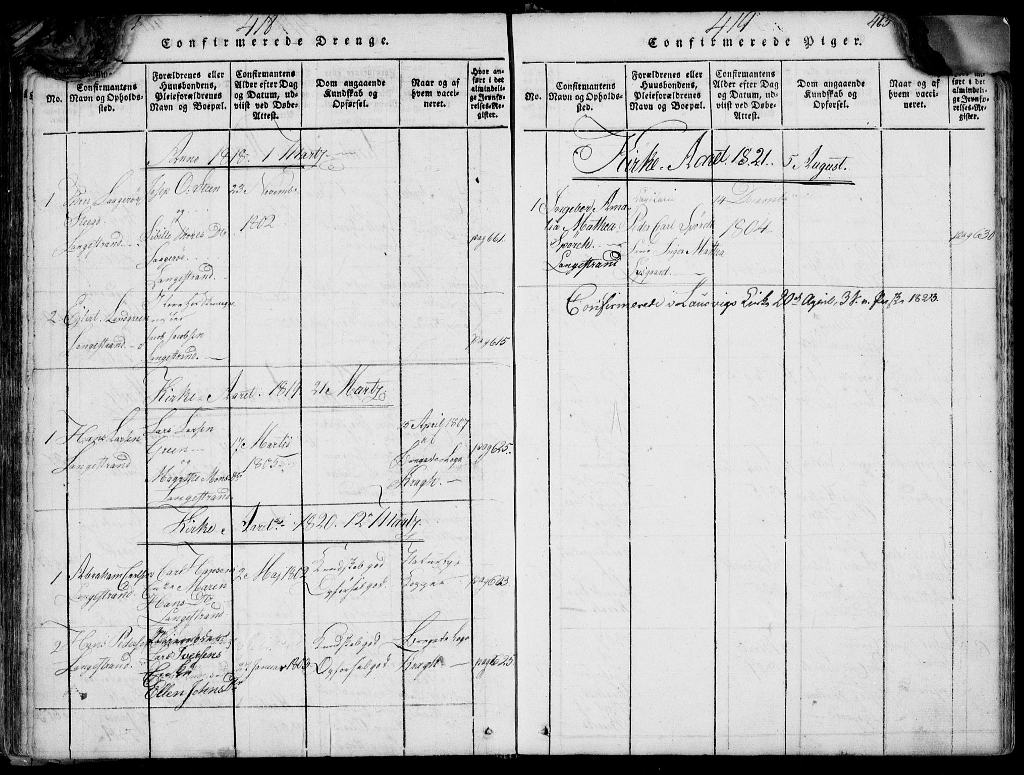 Larvik kirkebøker, AV/SAKO-A-352/F/Fb/L0002: Ministerialbok nr. II 2, 1818-1842, s. 418-419