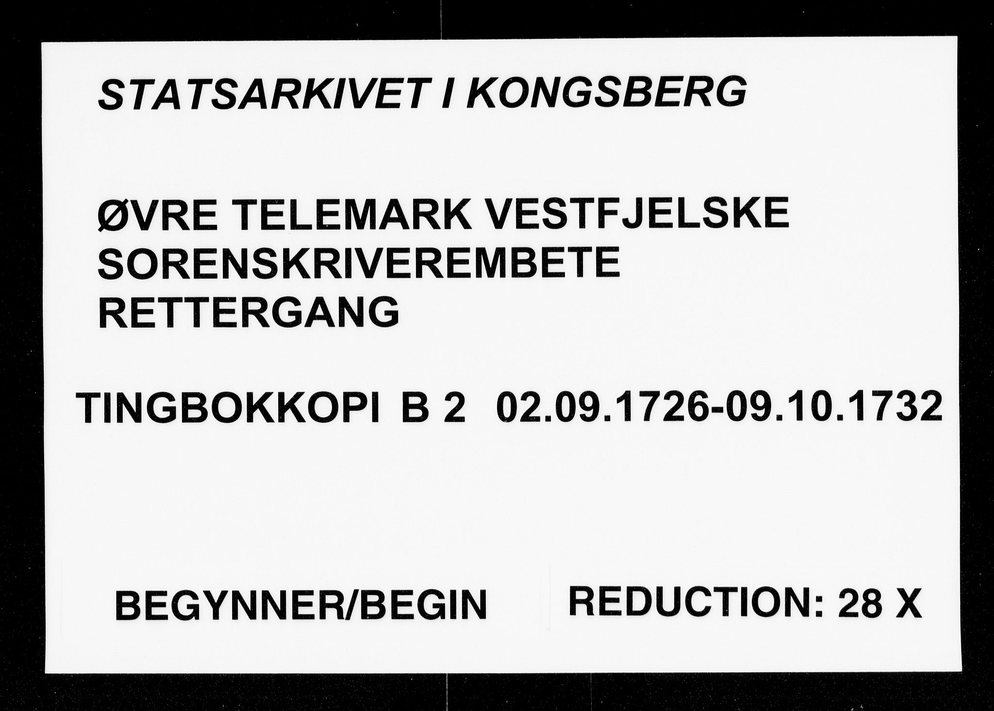 Vest-Telemark sorenskriveri, SAKO/A-134/F/Fb/L0002: Tingbokkopi, 1726-1732