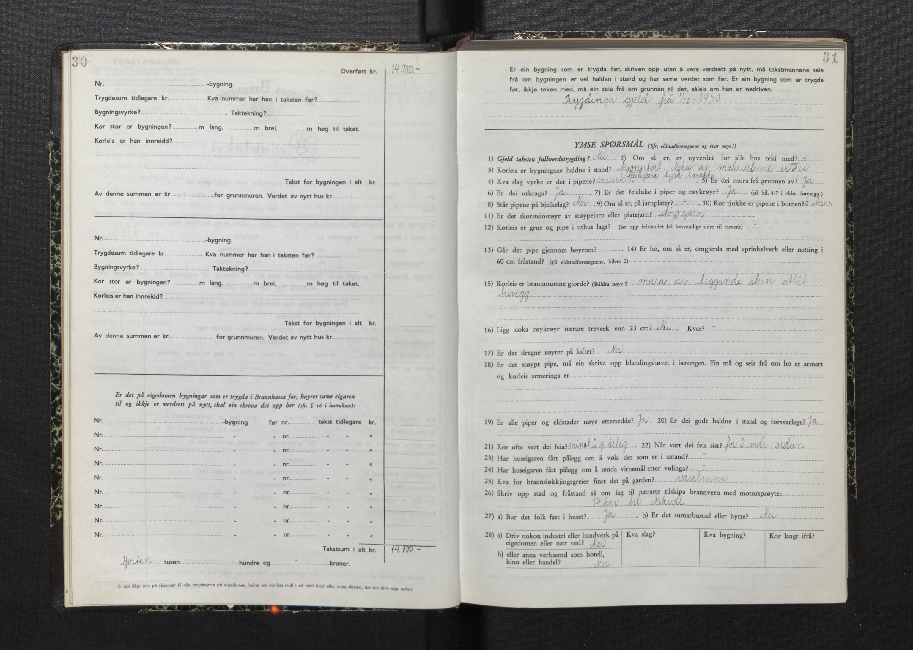 Lensmannen i Askvoll, AV/SAB-A-26301/0012/L0006: Branntakstprotokoll, skjematakst, 1950-1955, s. 30-31