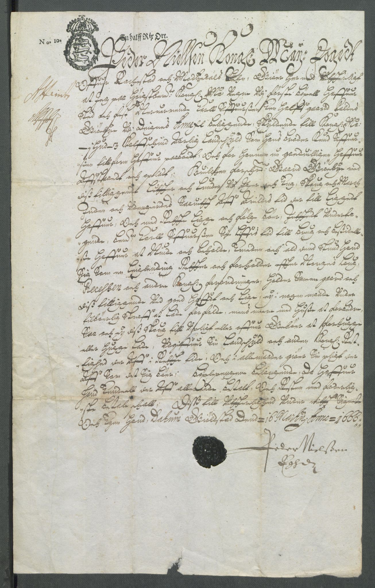 Riksarkivets diplomsamling, AV/RA-EA-5965/F02/L0170: Dokumenter, 1664-1666, s. 180
