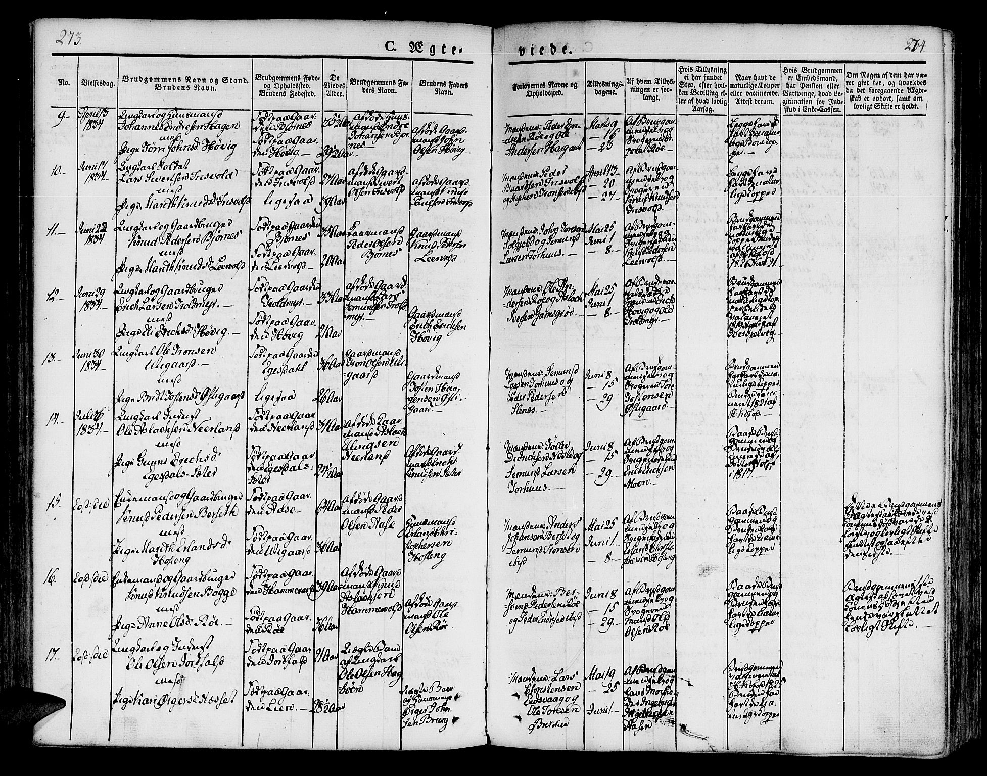 Ministerialprotokoller, klokkerbøker og fødselsregistre - Møre og Romsdal, SAT/A-1454/551/L0624: Ministerialbok nr. 551A04, 1831-1845, s. 273-274