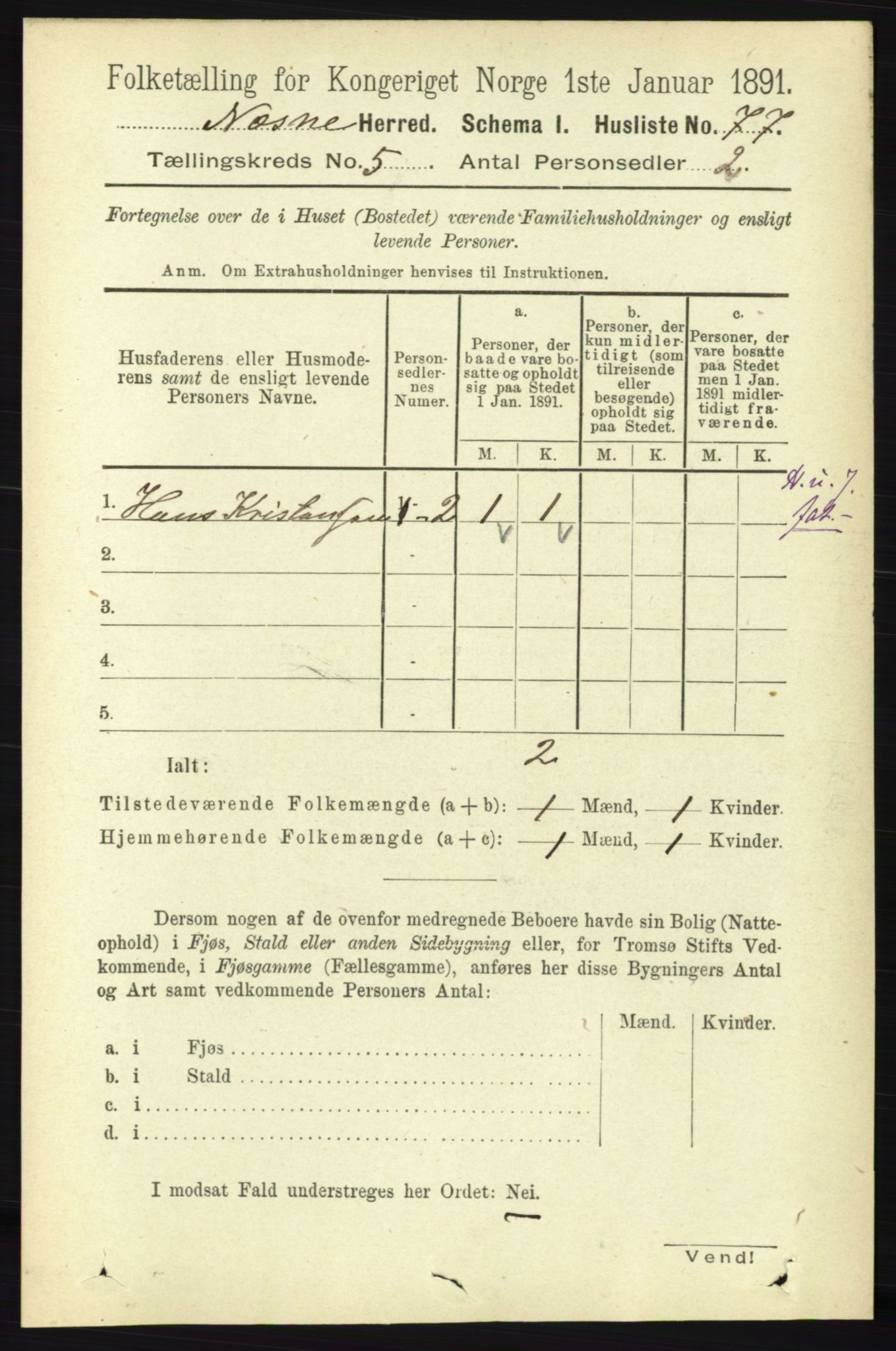 RA, Folketelling 1891 for 1828 Nesna herred, 1891, s. 2773