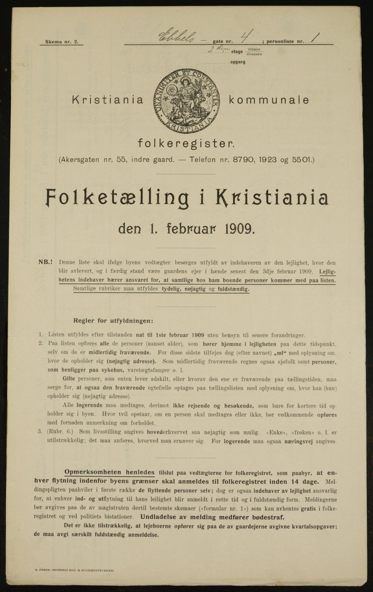 OBA, Kommunal folketelling 1.2.1909 for Kristiania kjøpstad, 1909, s. 16595