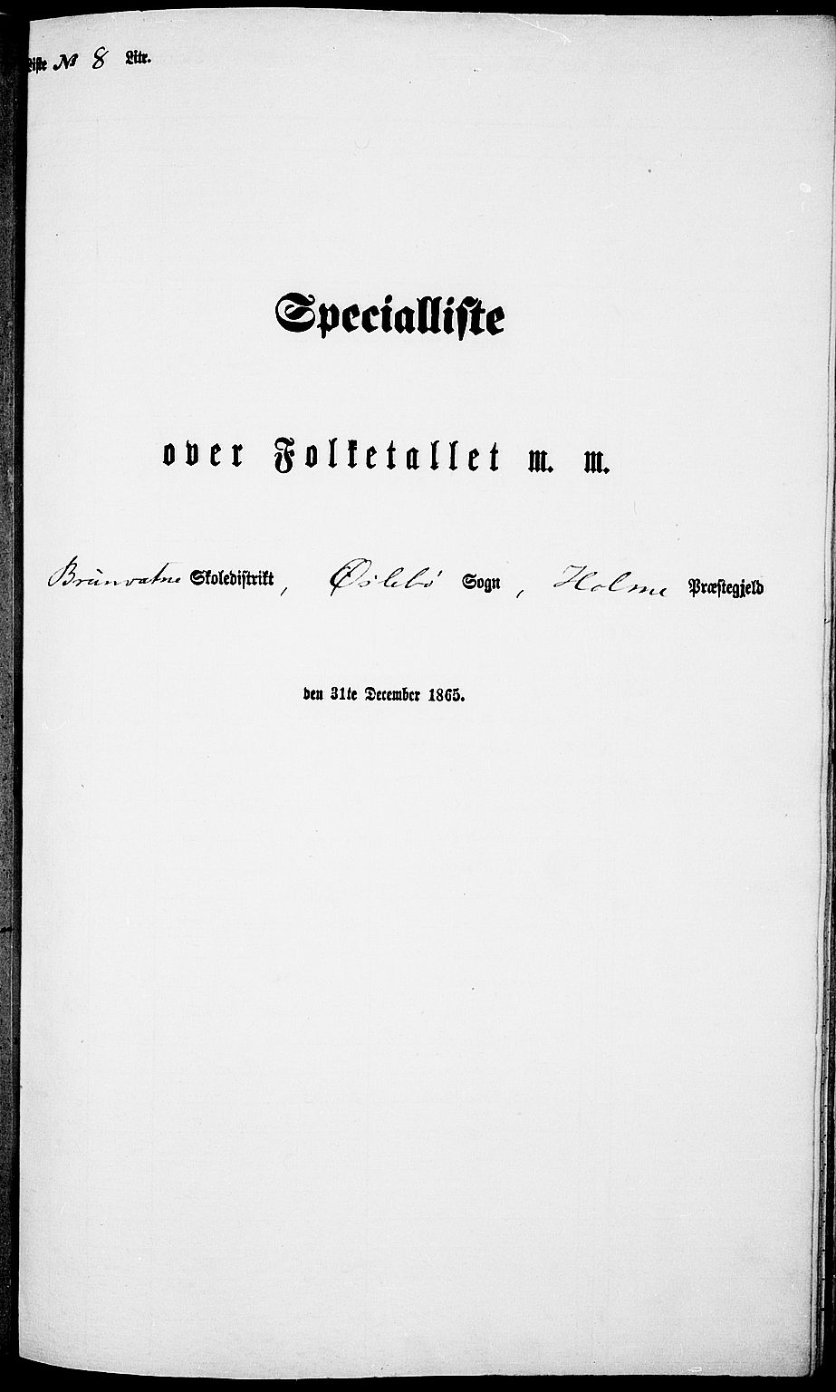 RA, Folketelling 1865 for 1020P Holum prestegjeld, 1865, s. 105