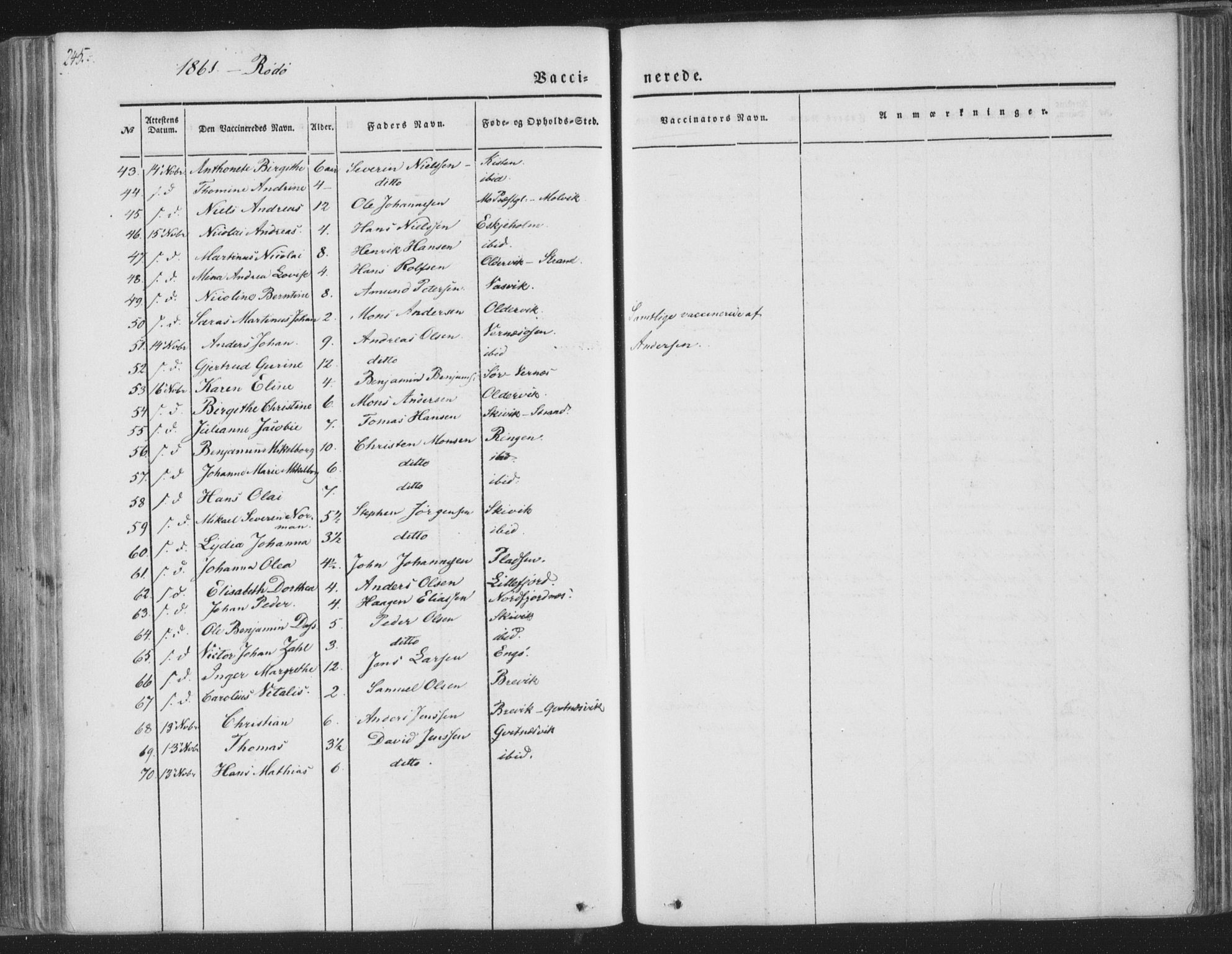 Ministerialprotokoller, klokkerbøker og fødselsregistre - Nordland, AV/SAT-A-1459/841/L0604: Ministerialbok nr. 841A09 /1, 1845-1862, s. 245