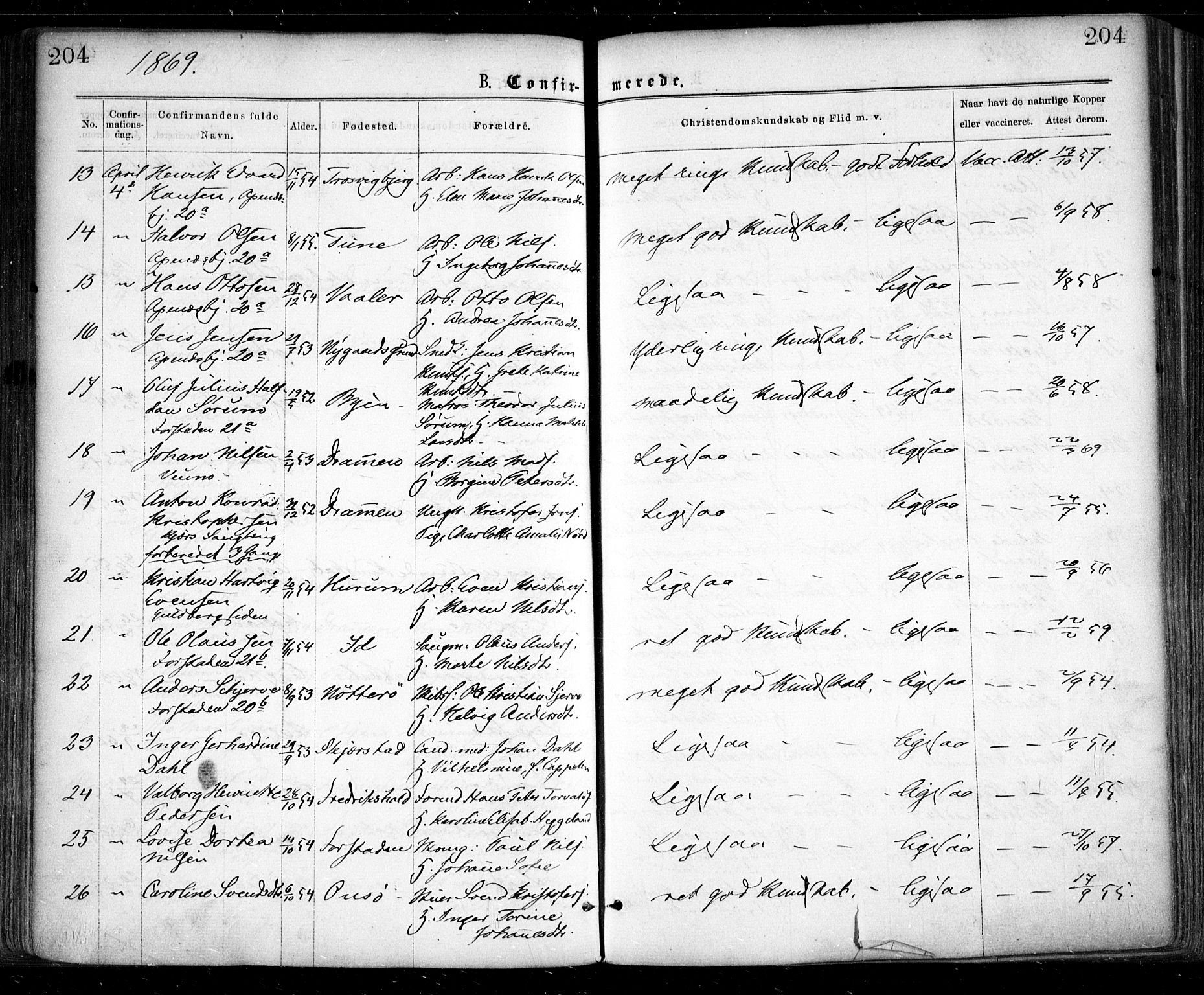 Glemmen prestekontor Kirkebøker, AV/SAO-A-10908/F/Fa/L0008: Ministerialbok nr. 8, 1862-1871, s. 204