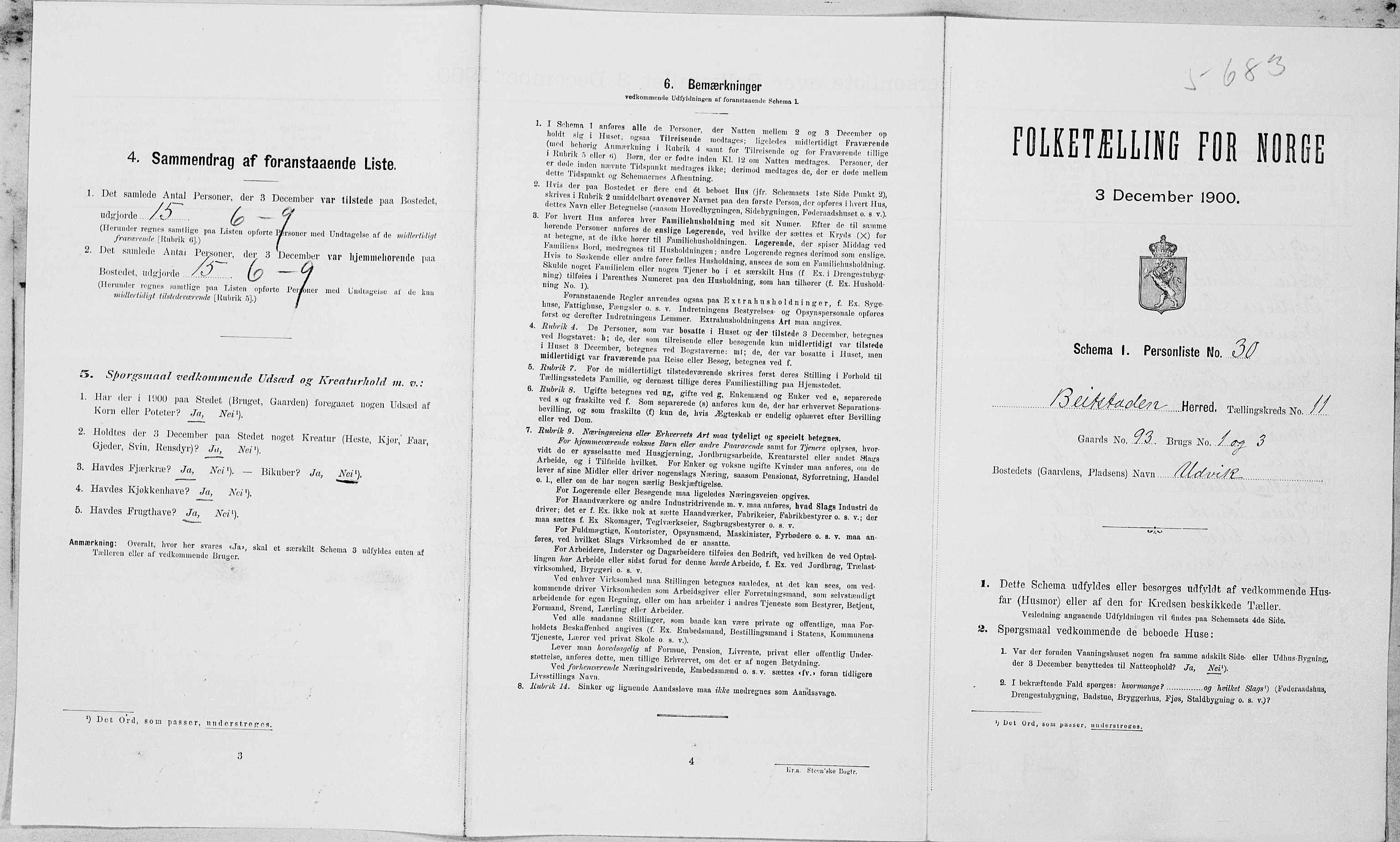 SAT, Folketelling 1900 for 1727 Beitstad herred, 1900, s. 849