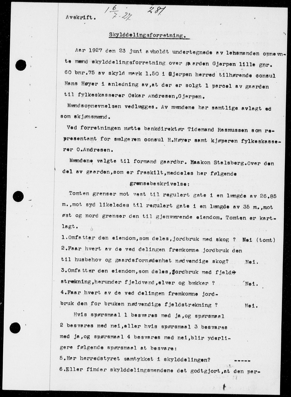 Gjerpen sorenskriveri, SAKO/A-216/G/Ga/Gaa/L0048: Pantebok nr. I 48 og 50-51, 1926-1928, Tingl.dato: 06.07.1927