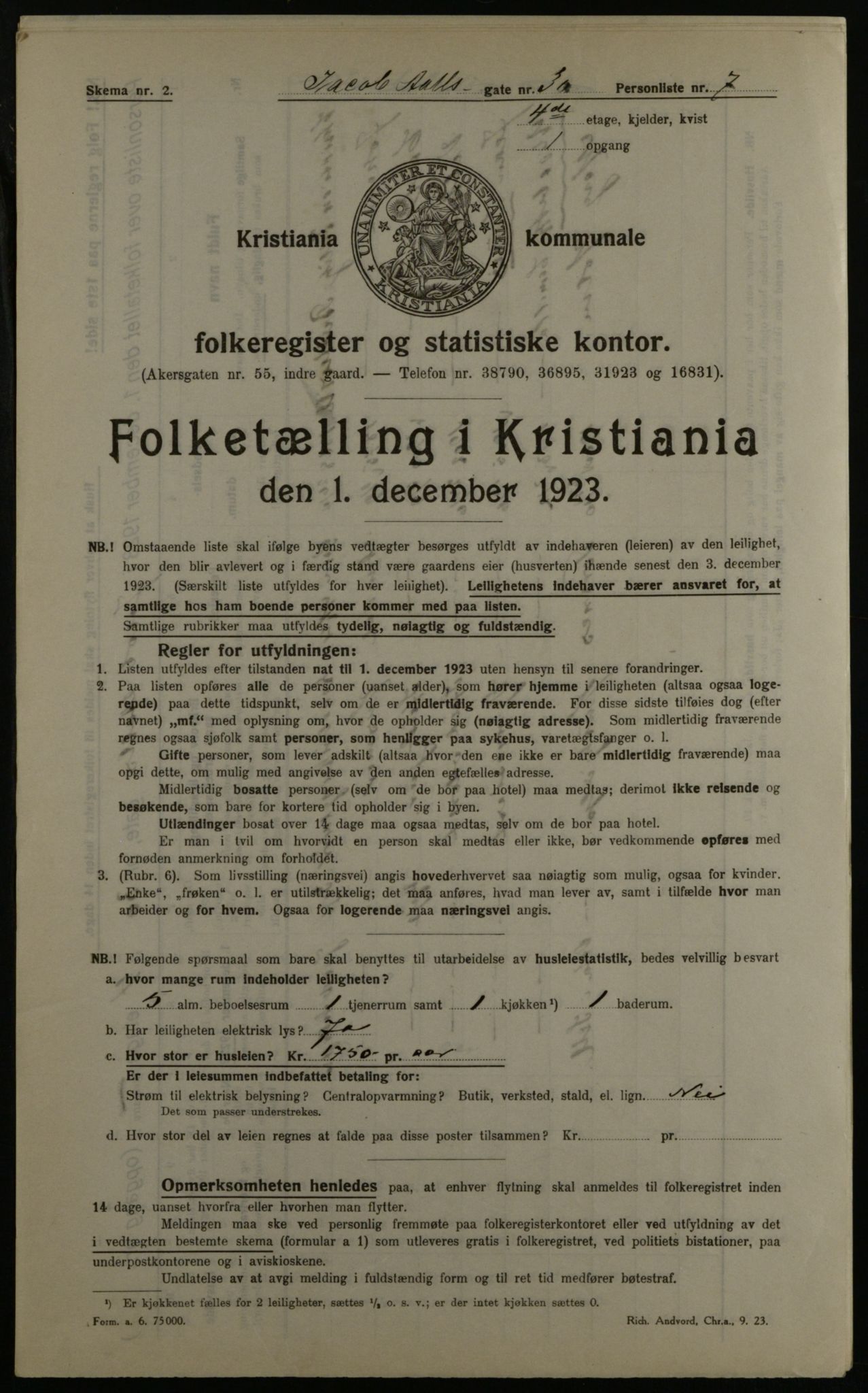 OBA, Kommunal folketelling 1.12.1923 for Kristiania, 1923, s. 50354