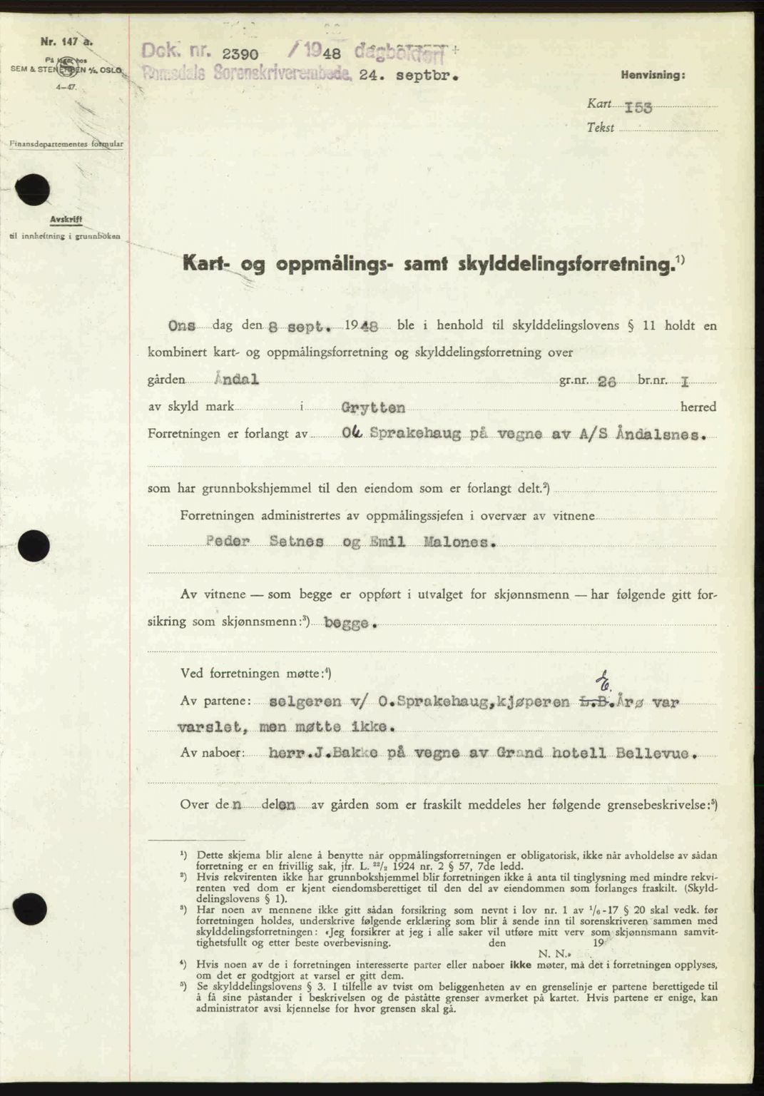 Romsdal sorenskriveri, SAT/A-4149/1/2/2C: Pantebok nr. A27, 1948-1948, Dagboknr: 2390/1948